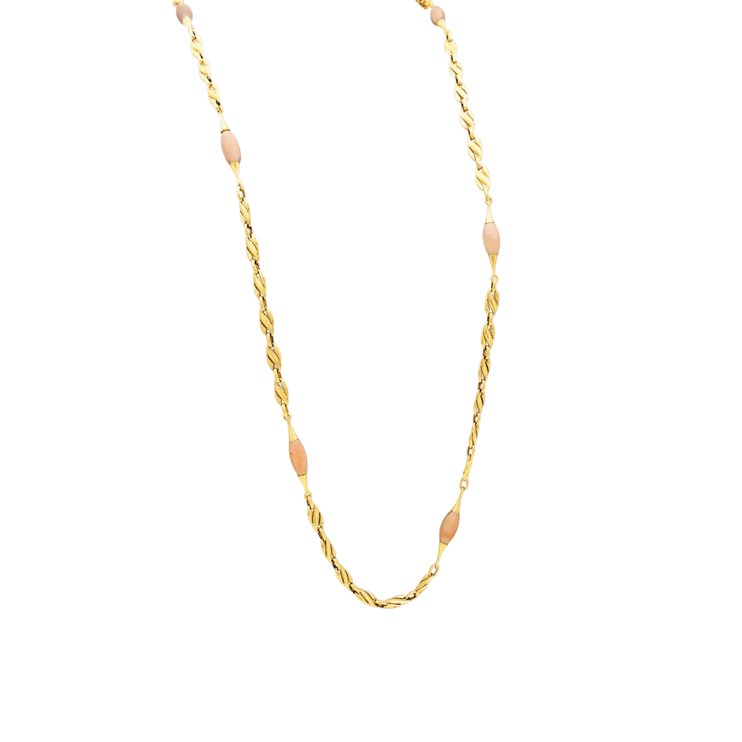 Collier Sautoir en or jaune et corail