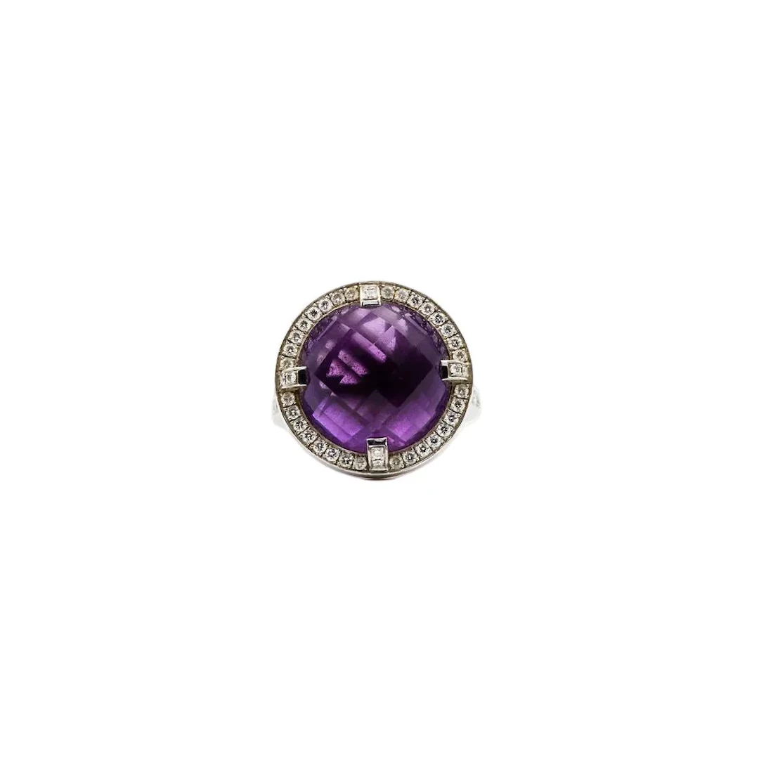 Ring CHAUMET "Attrape moi si tu m'aimes", "Galet" in white gold, amethyst
