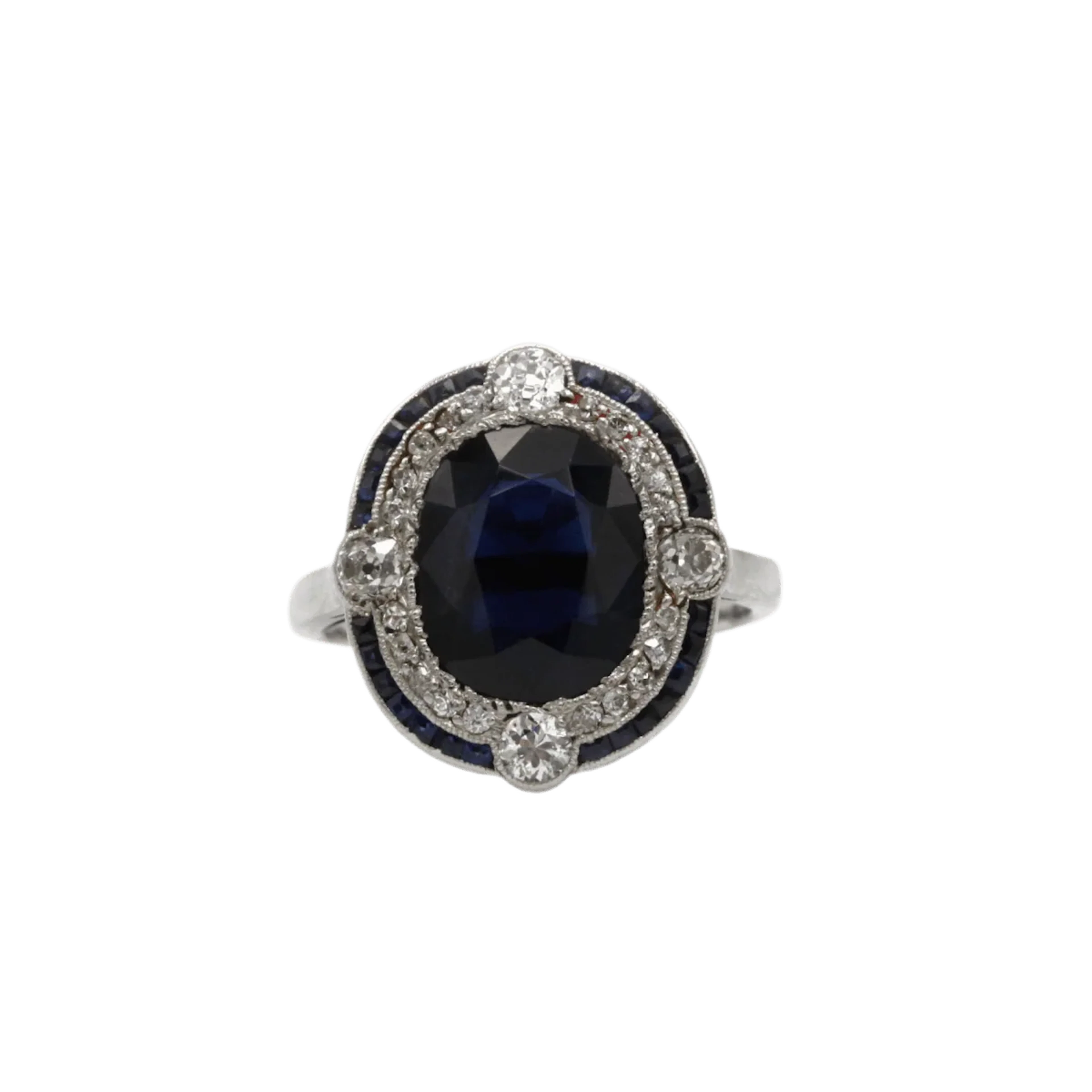 Ring Pompadour in paltinium, sapphires and diamonds