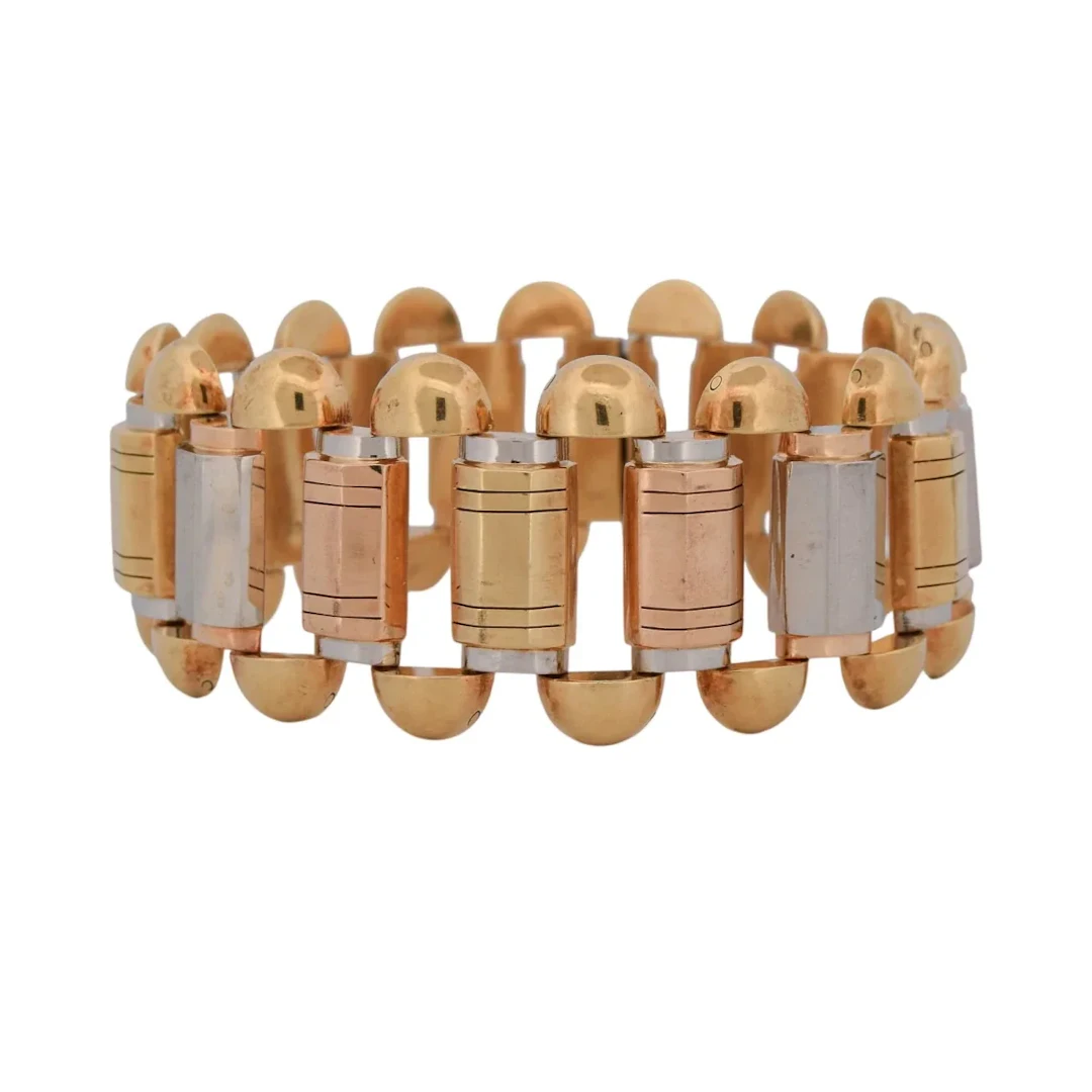 Bracelet Tank en or blanc, or jaune et or rose