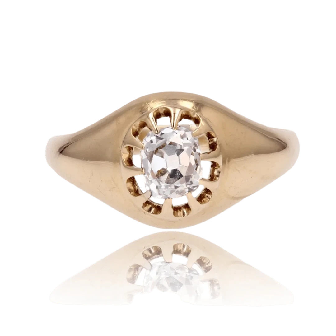 Jonc ring in yellow gold and diamond