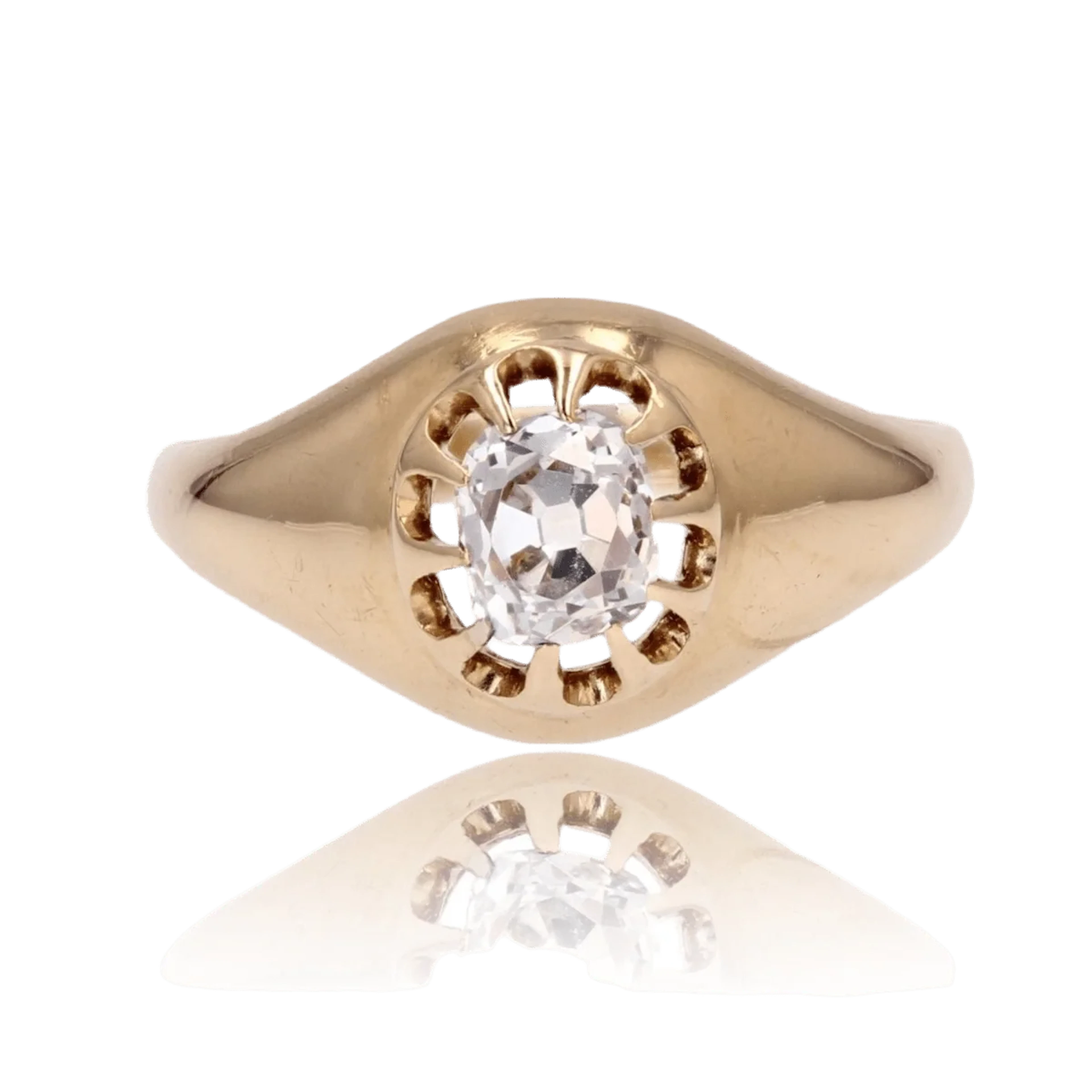 Jonc ring in yellow gold and diamond