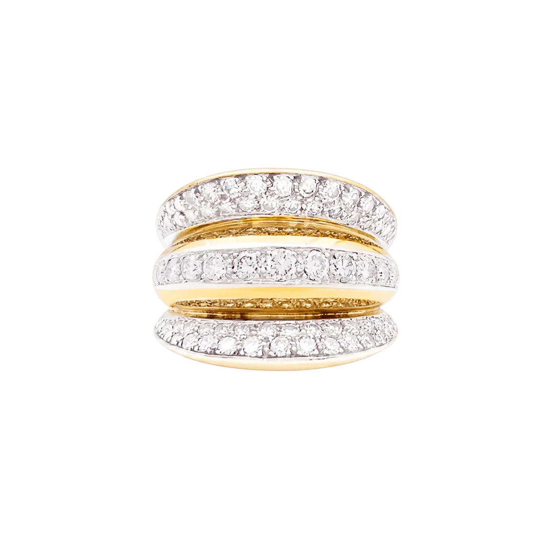 Bague en or rose, platine et diamants