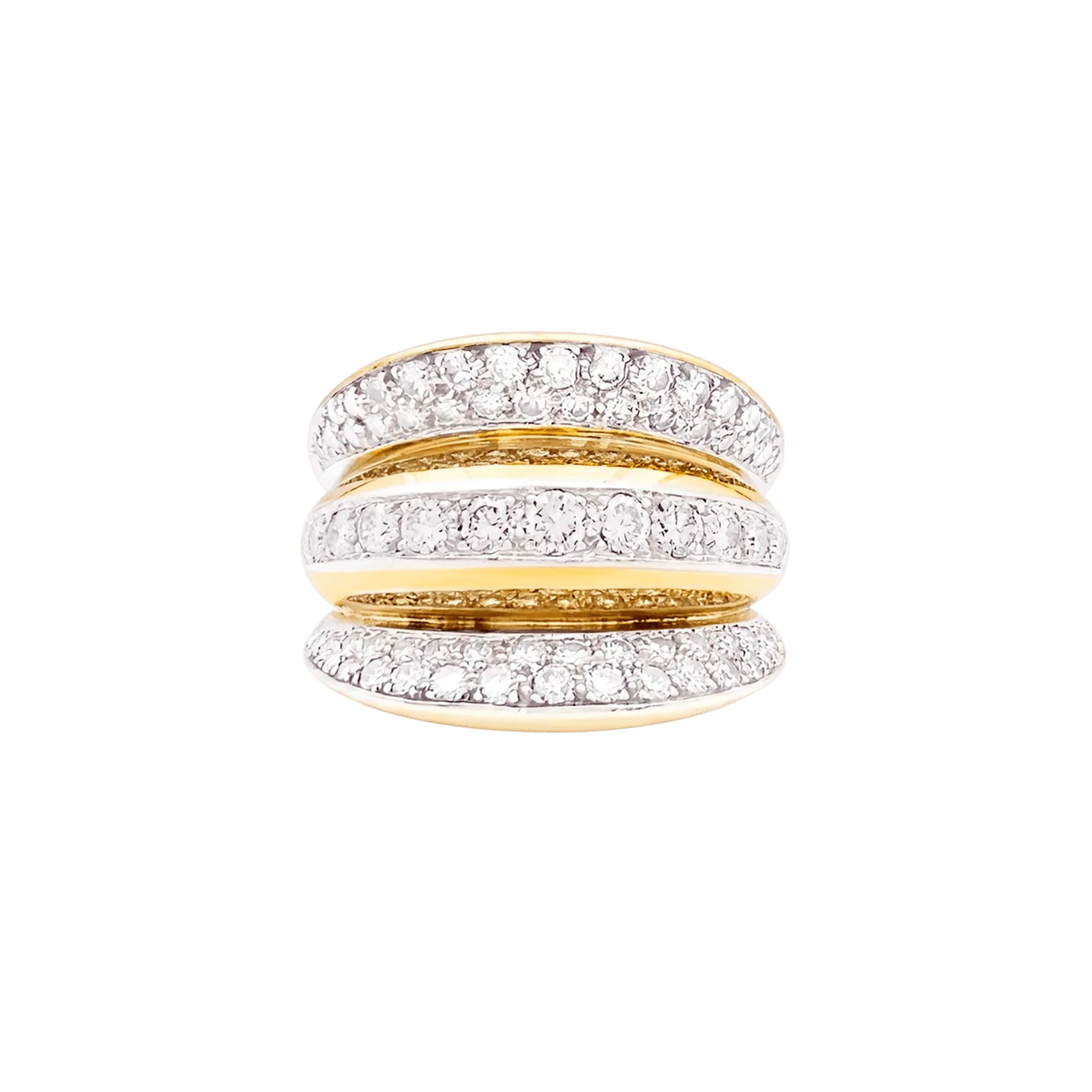 Bague en or rose, platine et diamants
