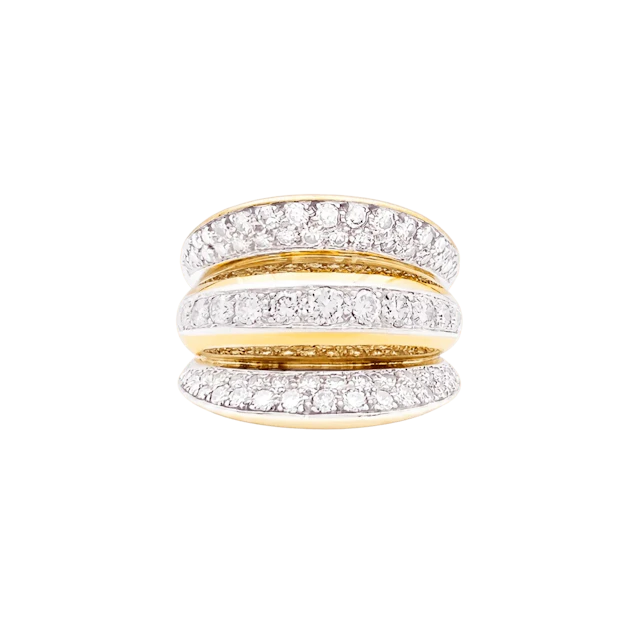 Bague en or rose, platine et diamants