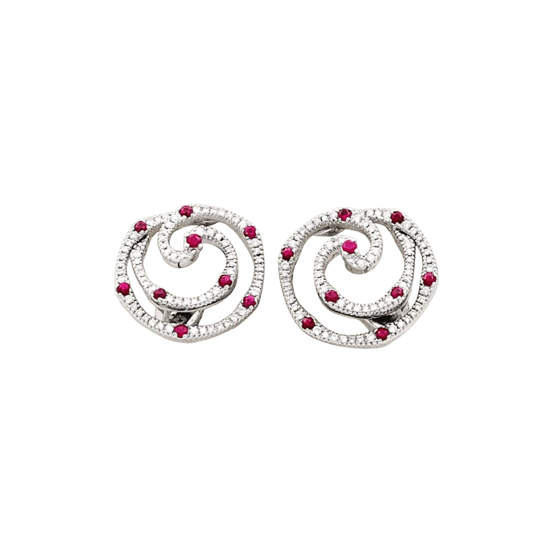 Earrings GIOVANNI FERRARIS chips in white gold, rubies and diamonds