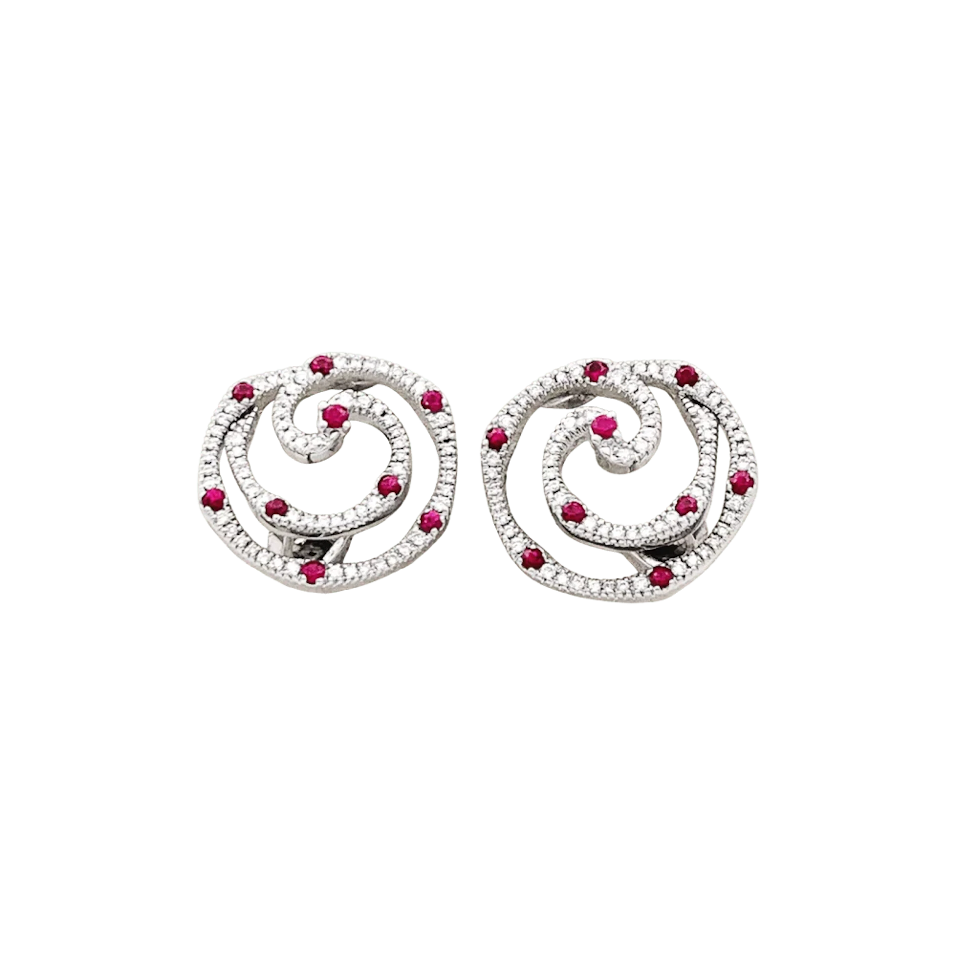Earrings GIOVANNI FERRARIS chips in white gold, rubies and diamonds
