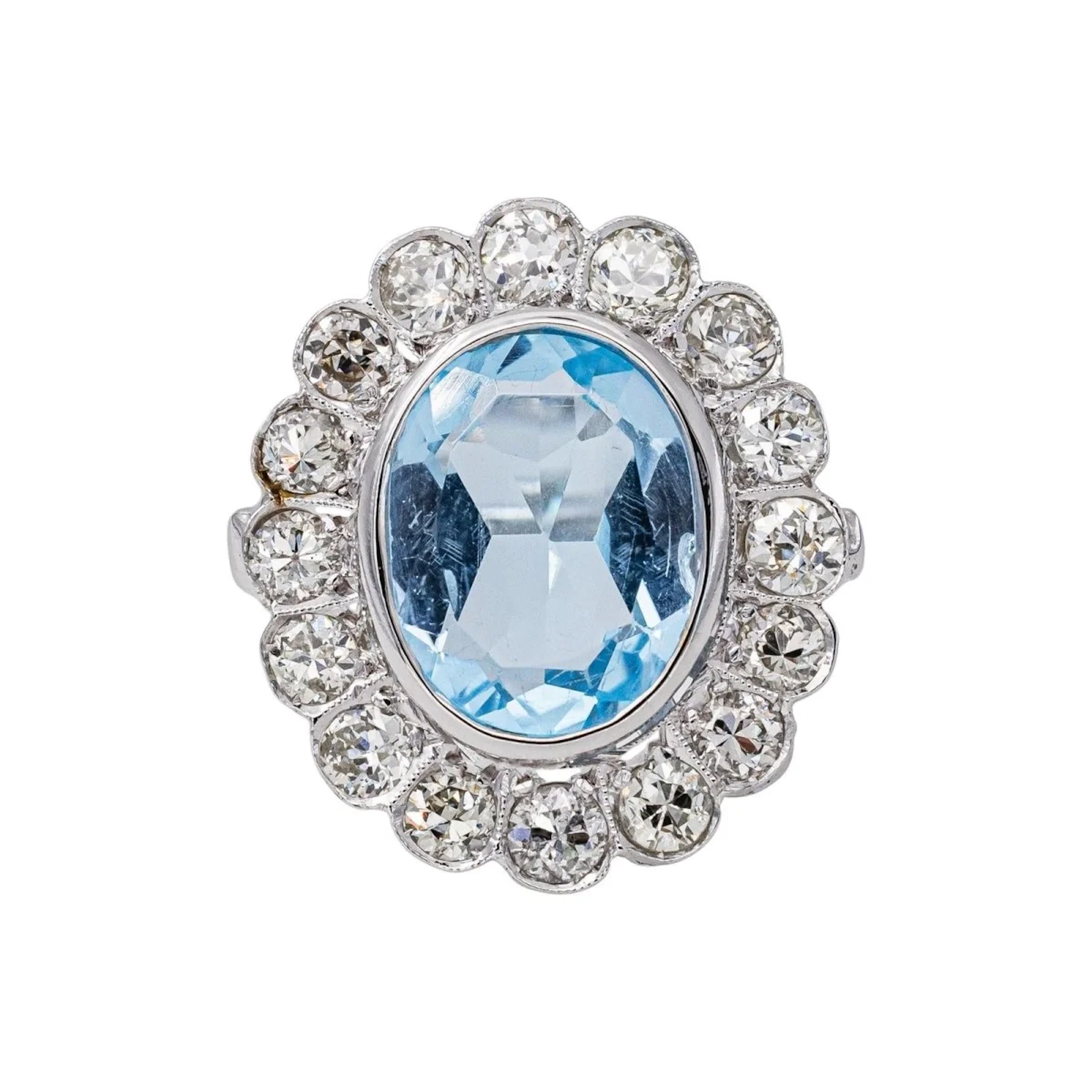 Pompadour Ring in White gold with Topaz