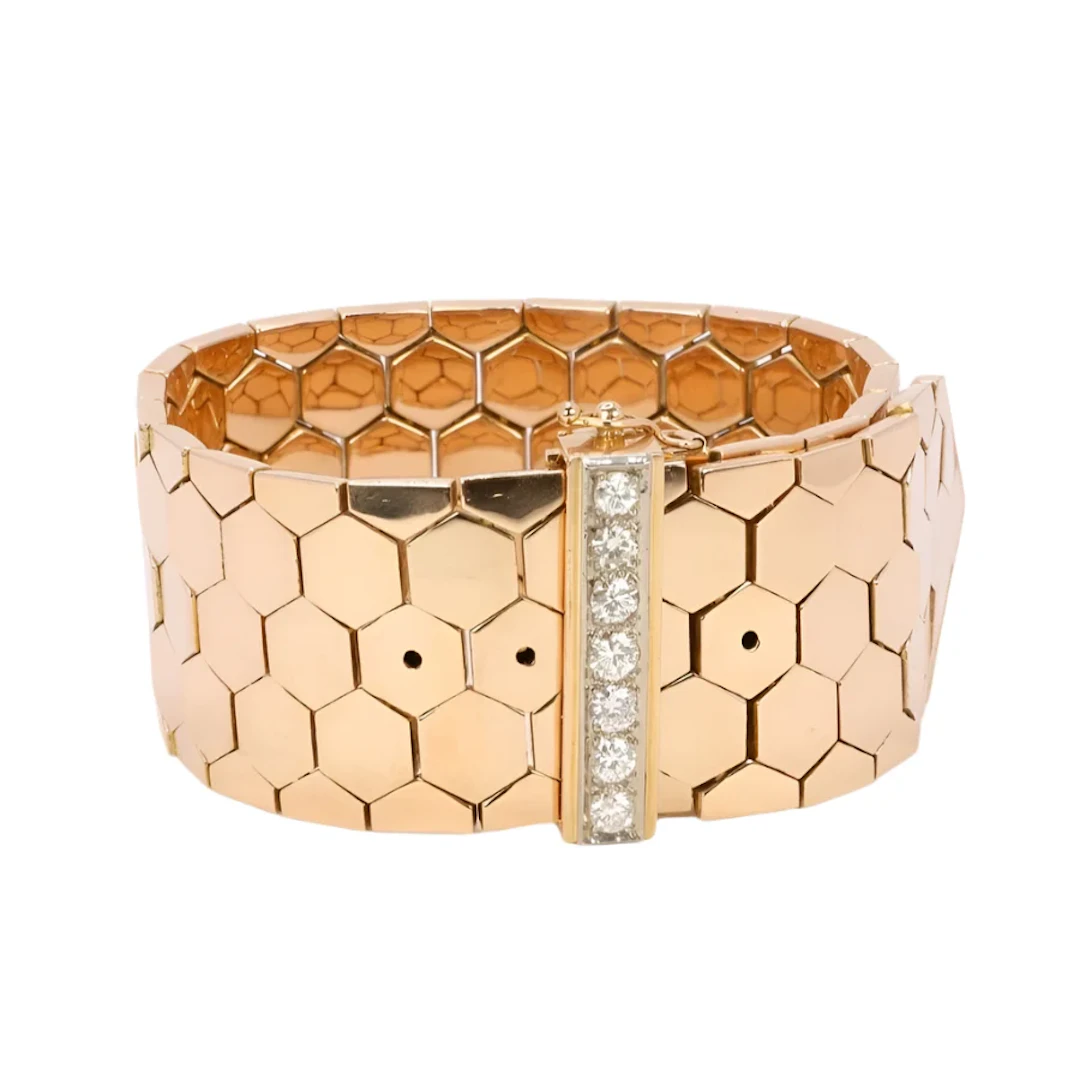 Bracelet vintage belt rose gold diamonds 1.4 ct