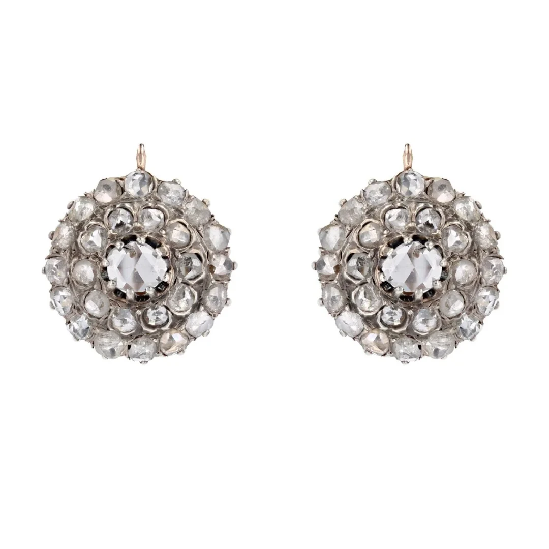 Rose gold, silver and diamond sleeper earrings
