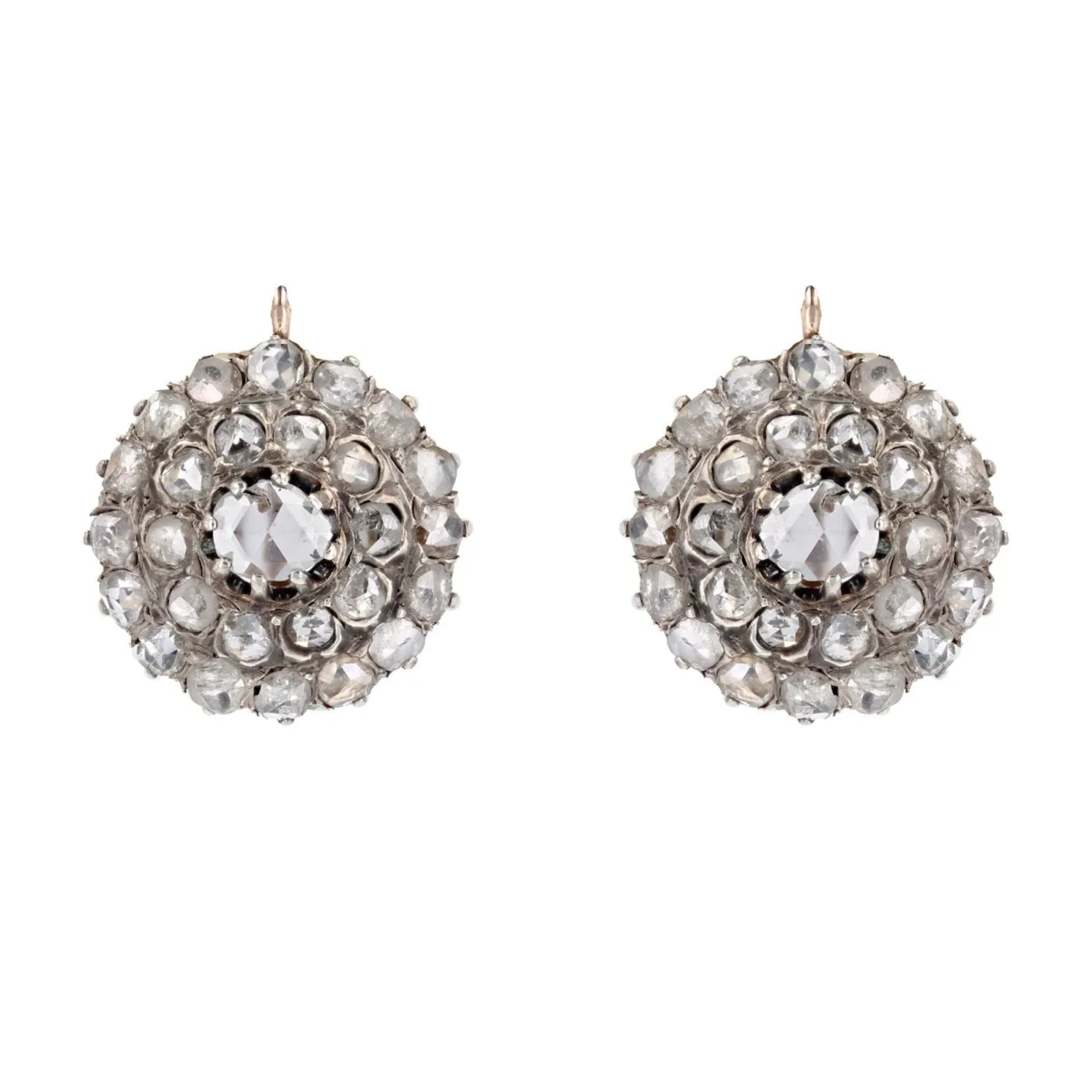 Rose gold, silver and diamond sleeper earrings
