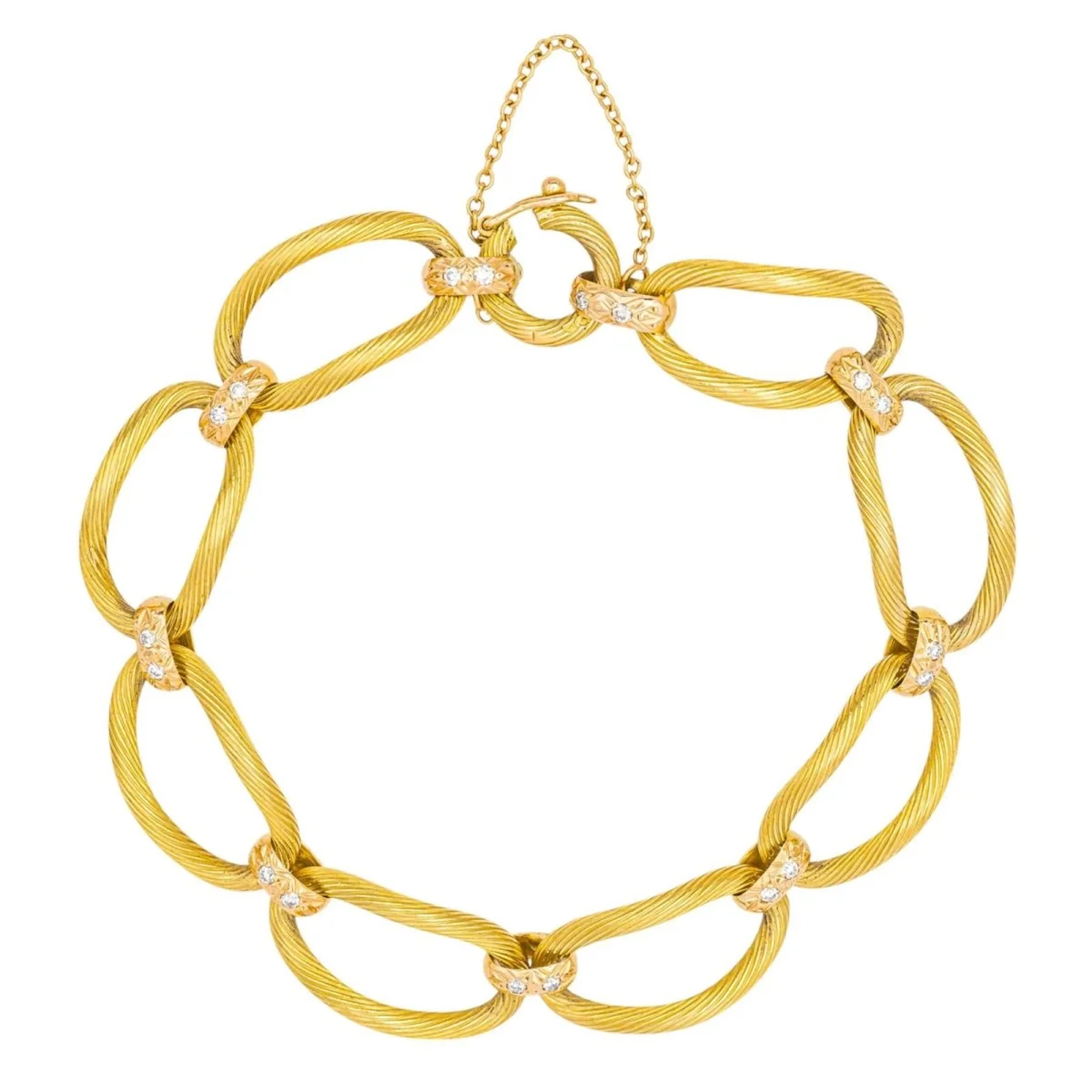 Bracelet Mesh yellow gold, rose gold and diamonds