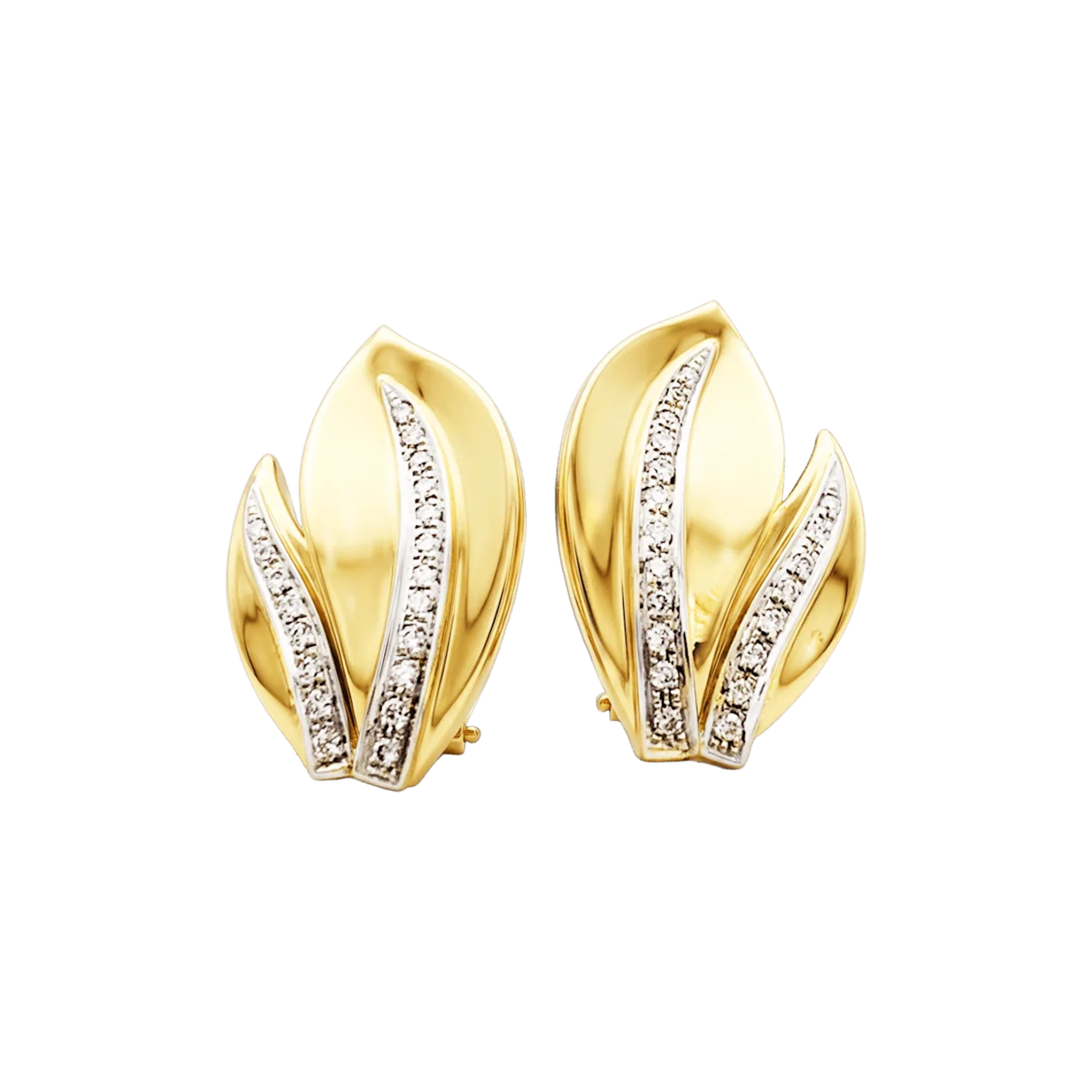 Boucles d'oreilles Clips en or blanc, or jaune et diamants
