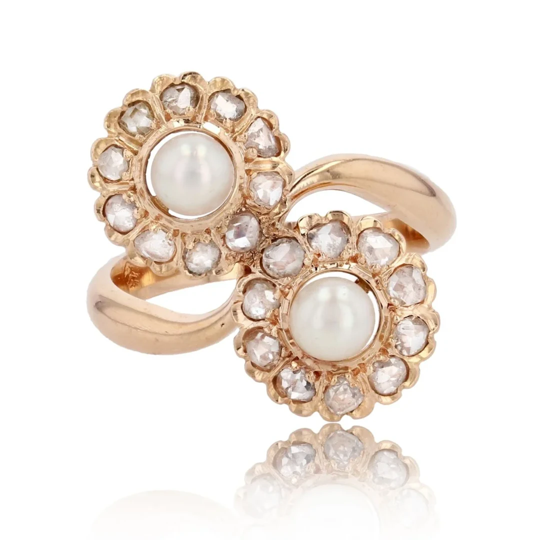 Ring You & Me in rose gold, pearls and diamonds