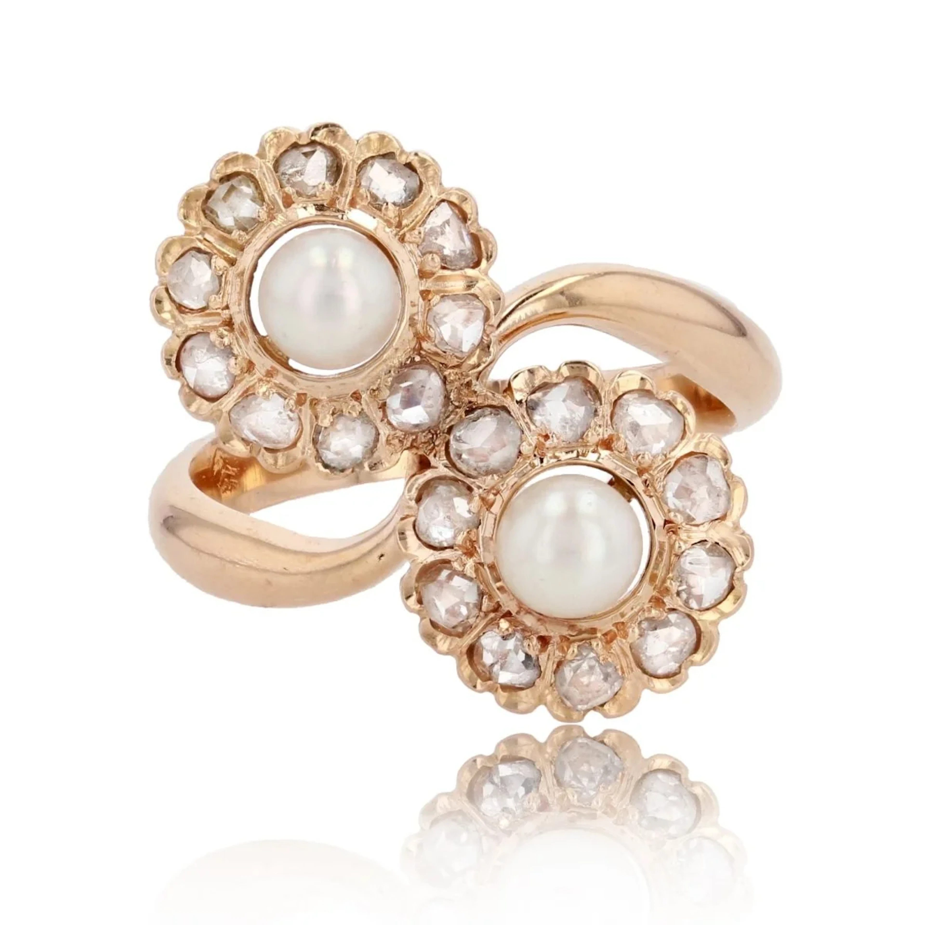 Ring You & Me in rose gold, pearls and diamonds