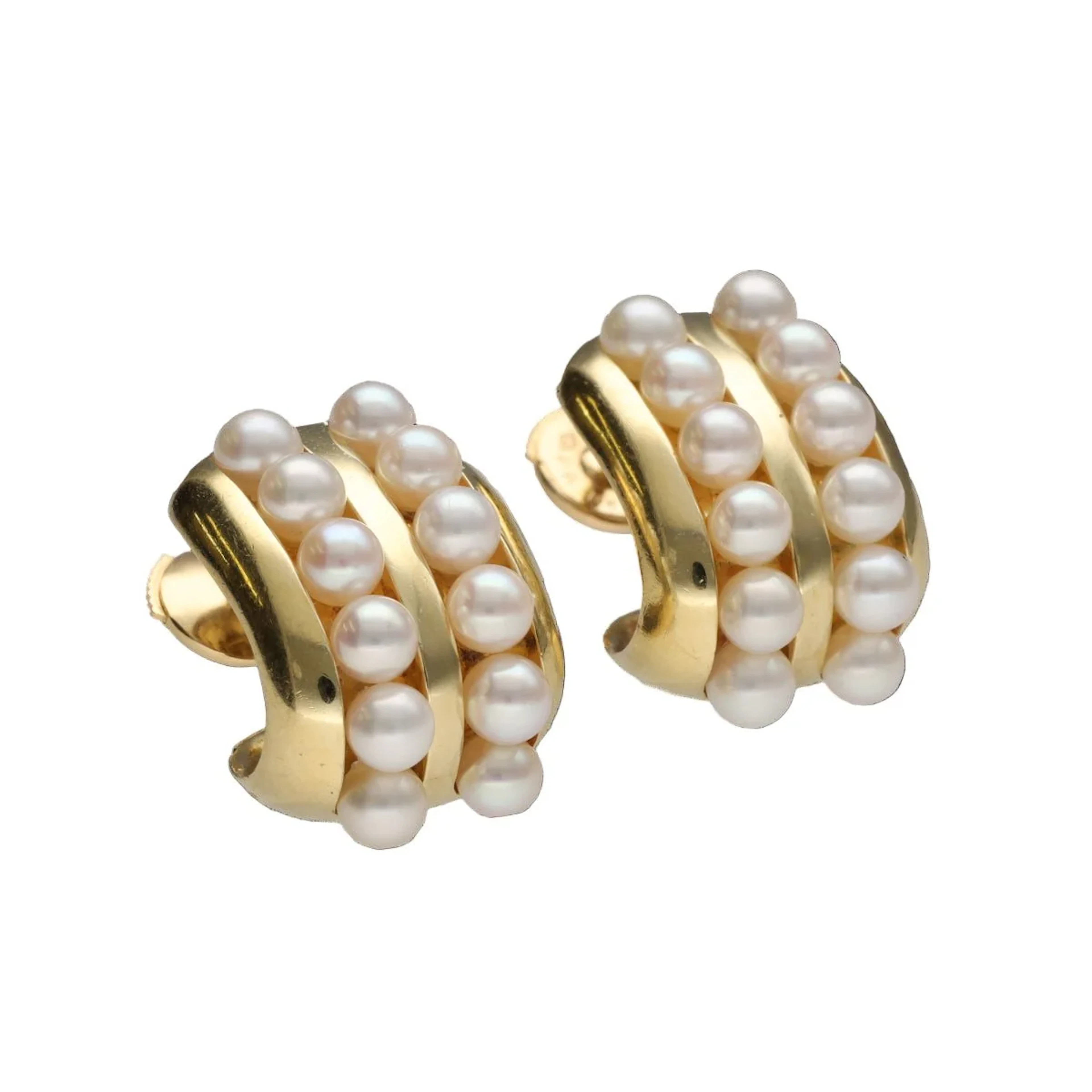 POIRAY "Persian" stud earrings in yellow gold and pearls