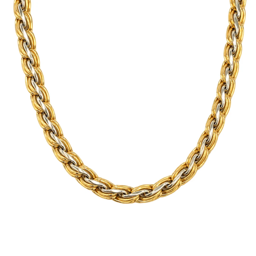 White Gold and Yellow Gold Link Necklace