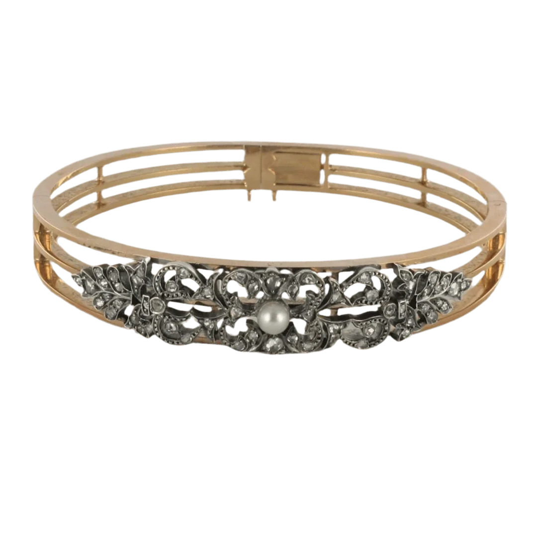 Bracelet Rush in rose gold, silver, pearl and diamonds