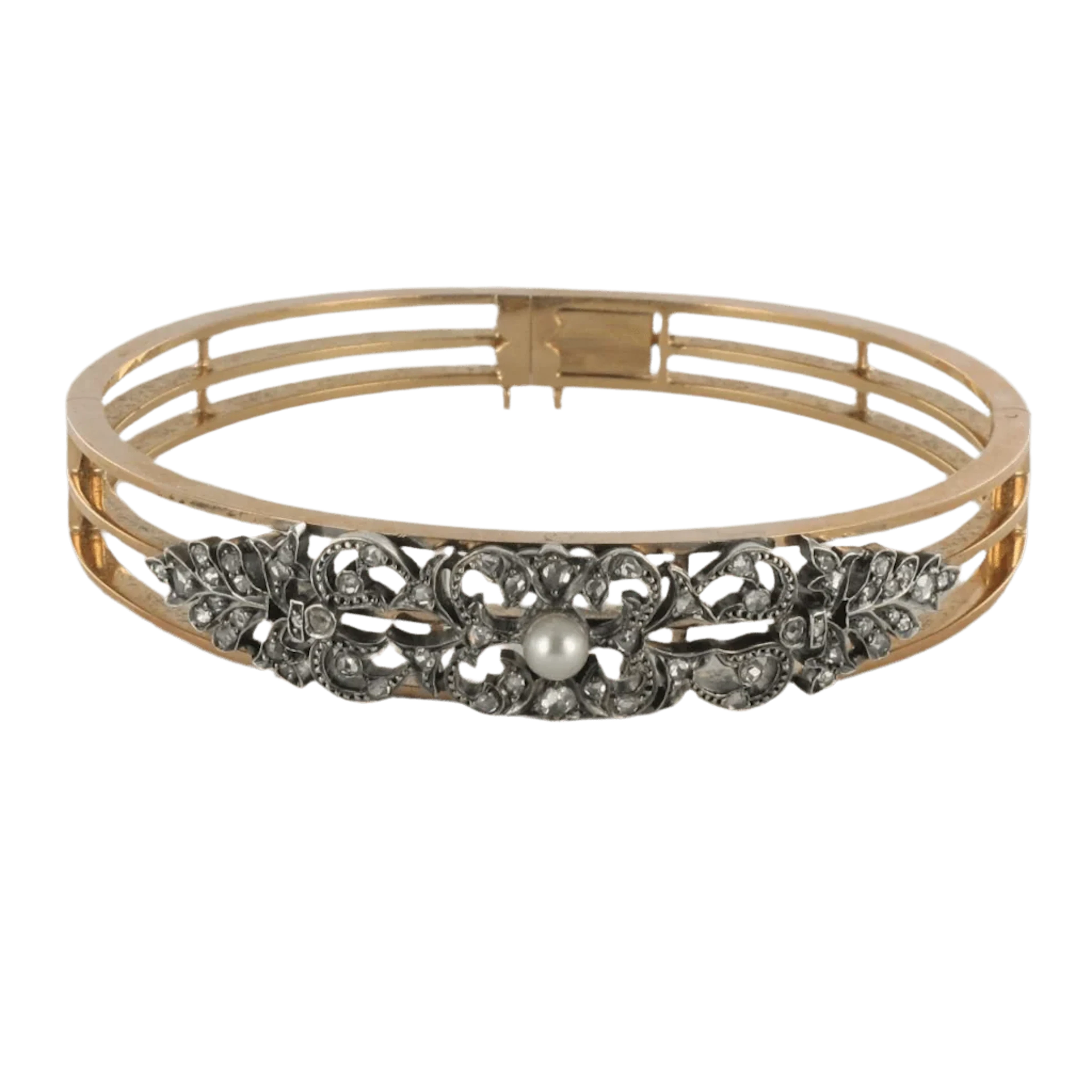 Bracelet Rush in rose gold, silver, pearl and diamonds