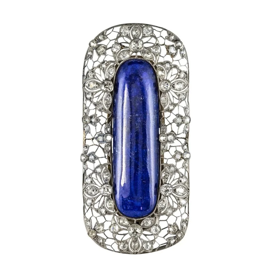 Broche Épingle en or blanc, platine, lapis-lazuli et diamants