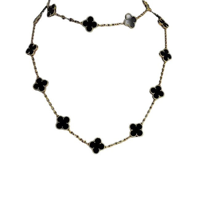 Collier Sautoir VAN CLEEF & ARPELS "Vintage Alhambra" en or jaune et onyx