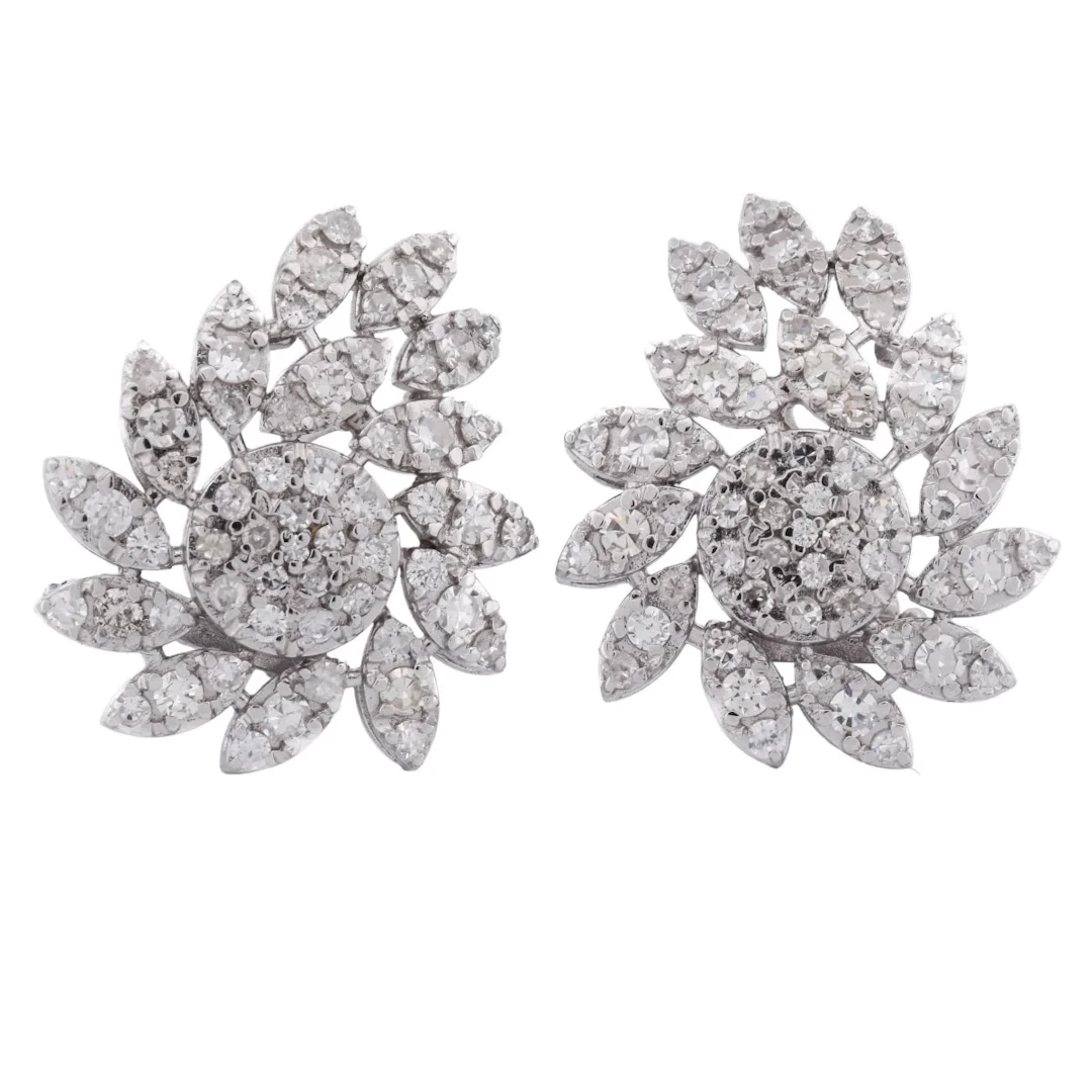 Boucles d'oreilles Clips en platine et diamants