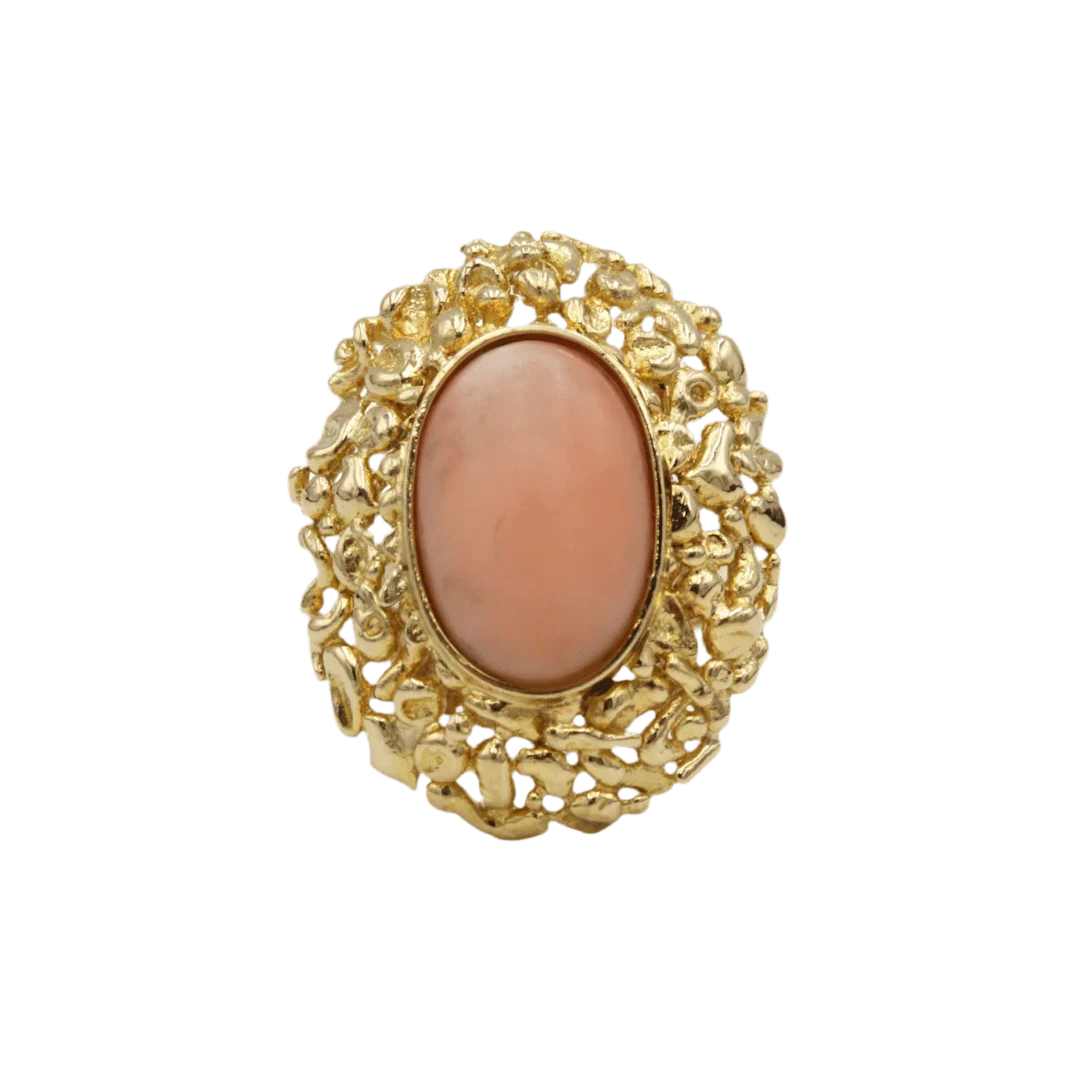 Yellow gold and coral cocktail ring
