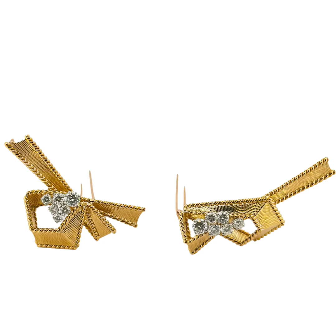 MAUBOUSSIN Yellow Gold and Diamond Clip Brooches