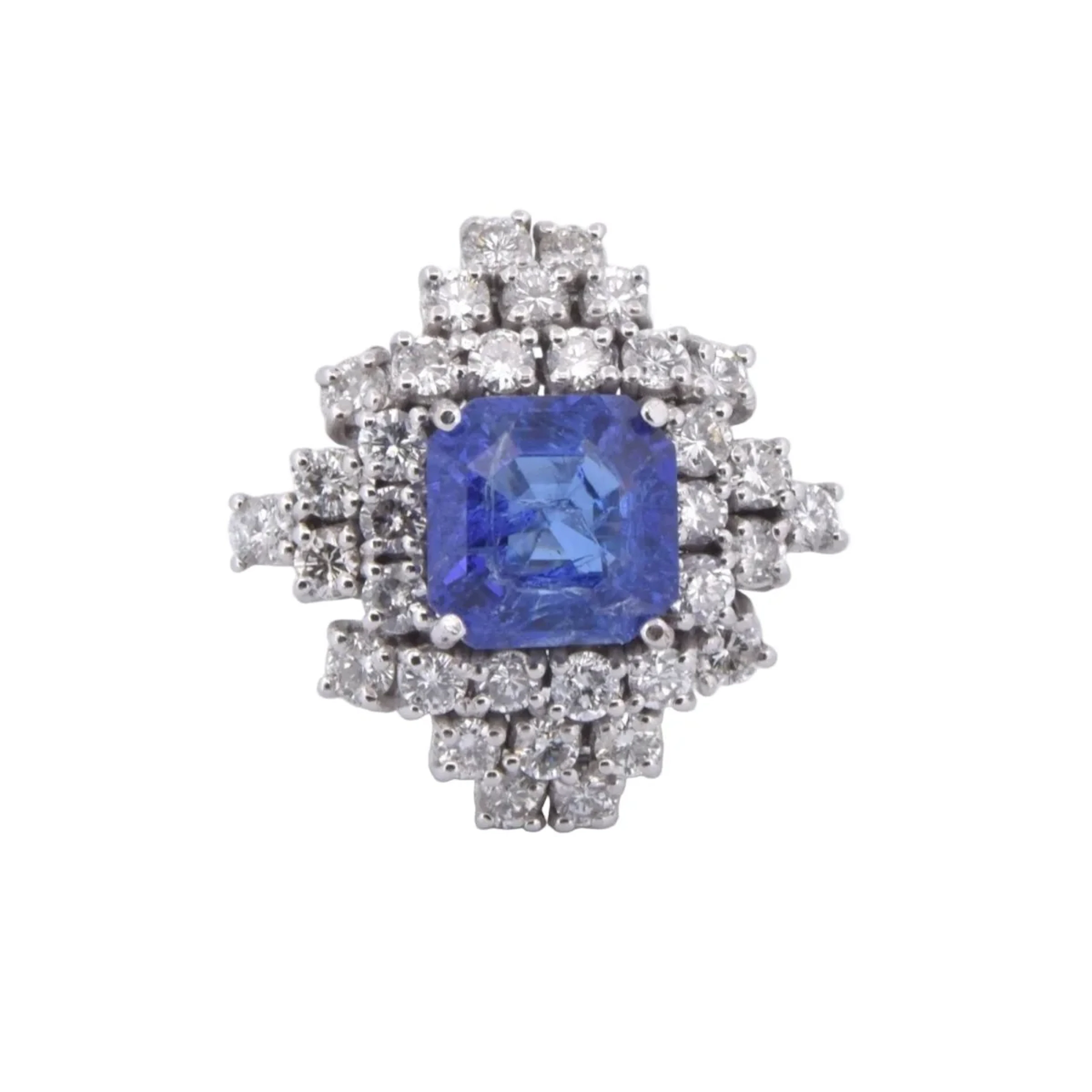 Ring Cocktail in white gold, tanzanite and diamonds