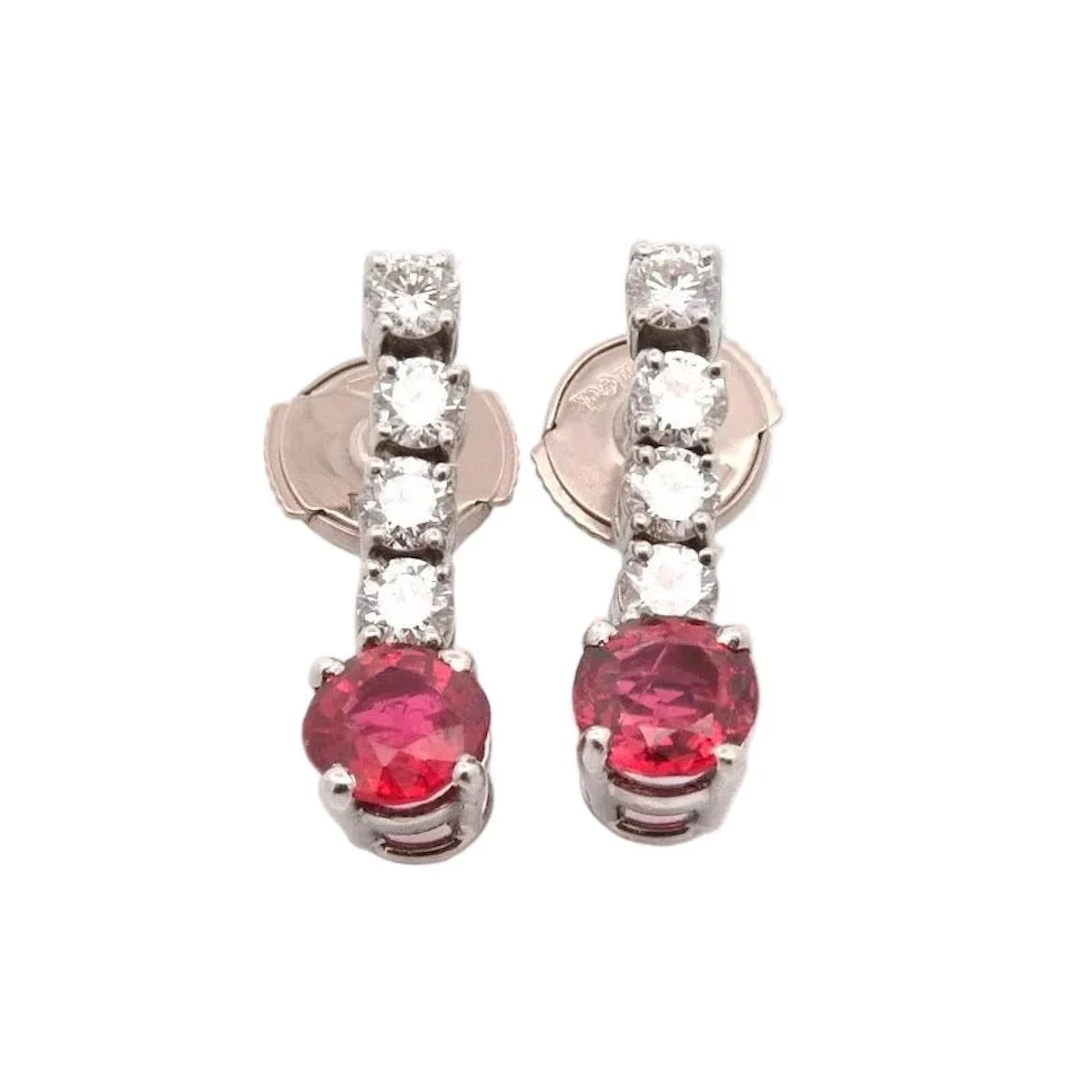 Gold Dangle Earrings with Spinels and Diamonds