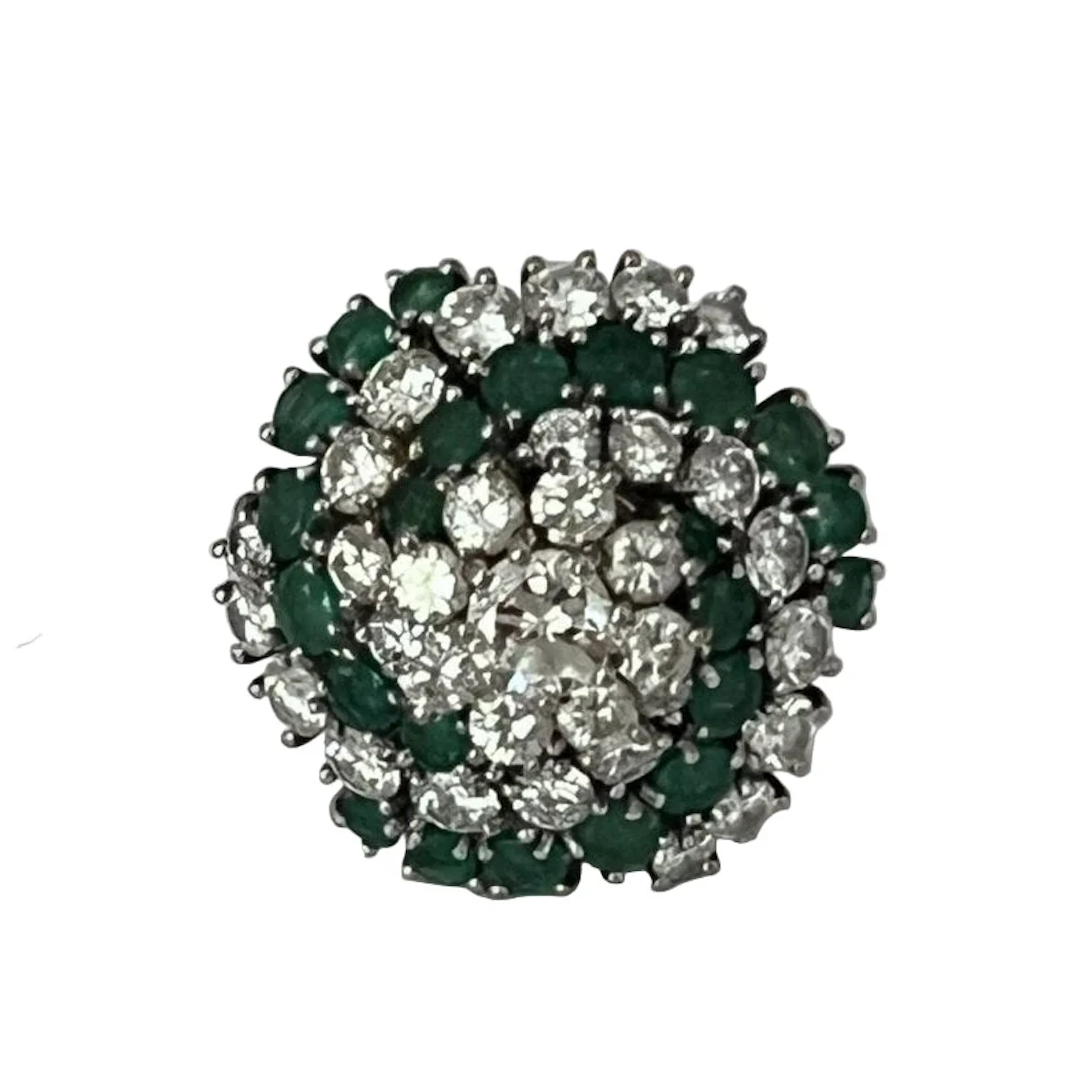 Ring Emerald and diamonds white gold cocktail