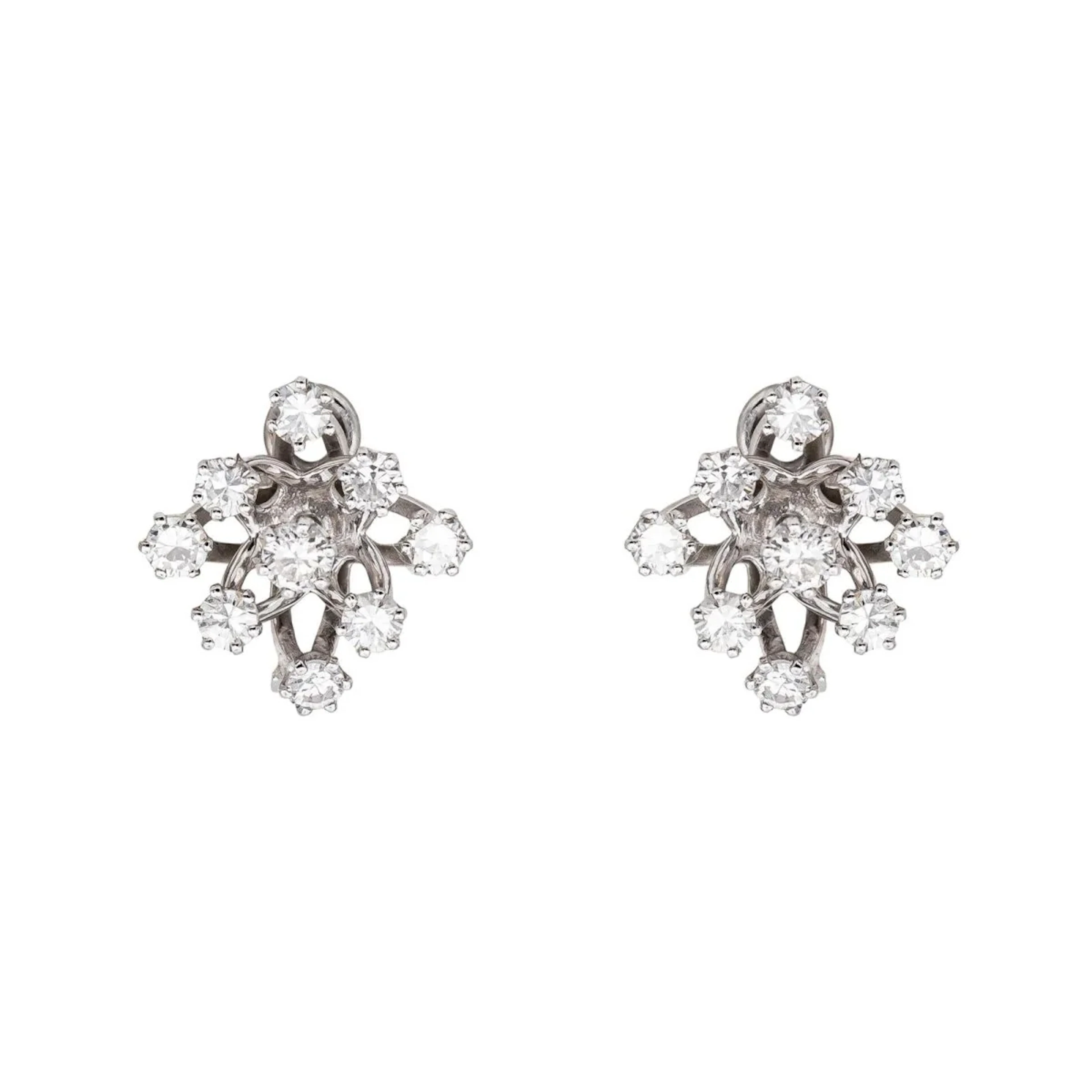 Earrings Clips White gold Diamond