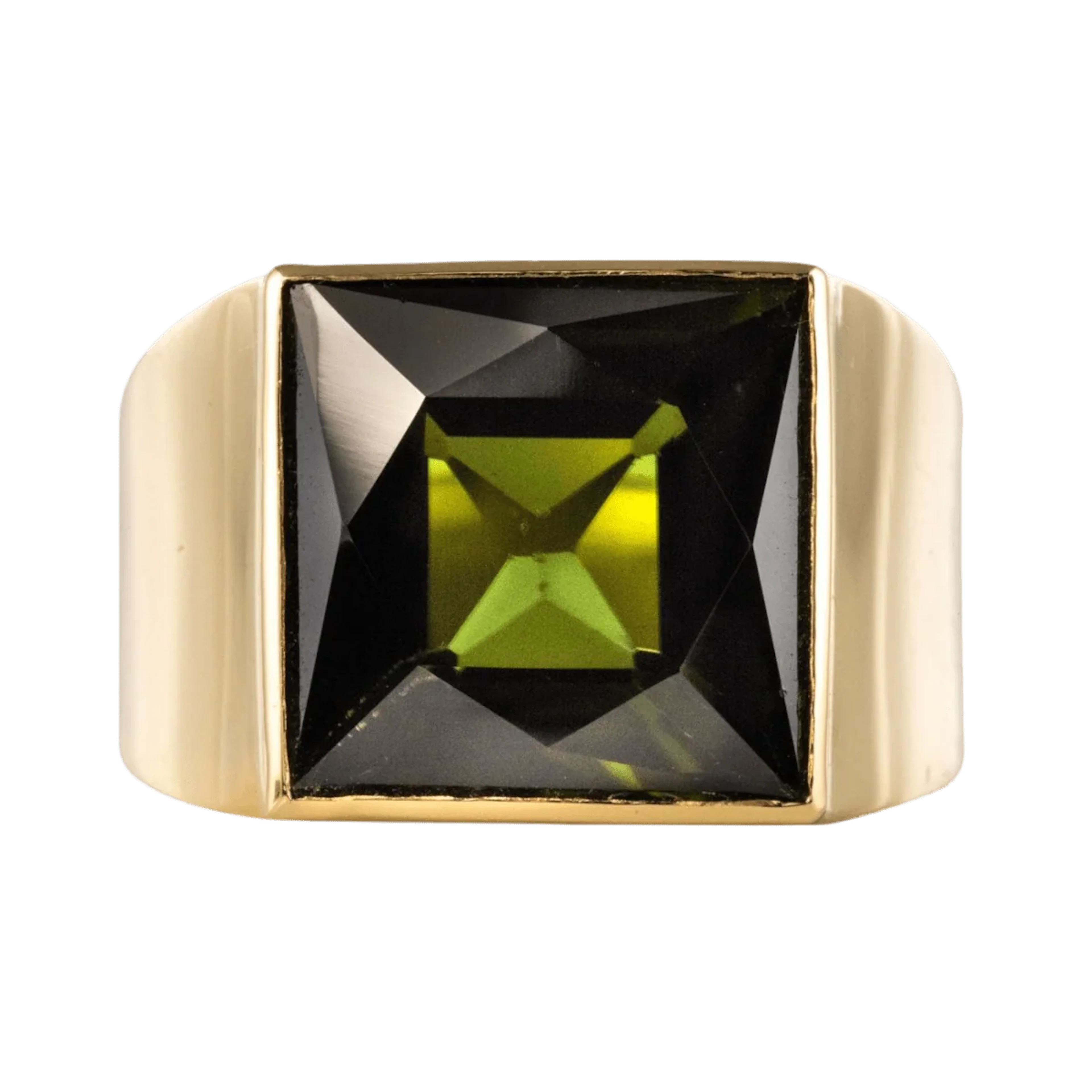 Signet ring in yellow gold and tourmaline