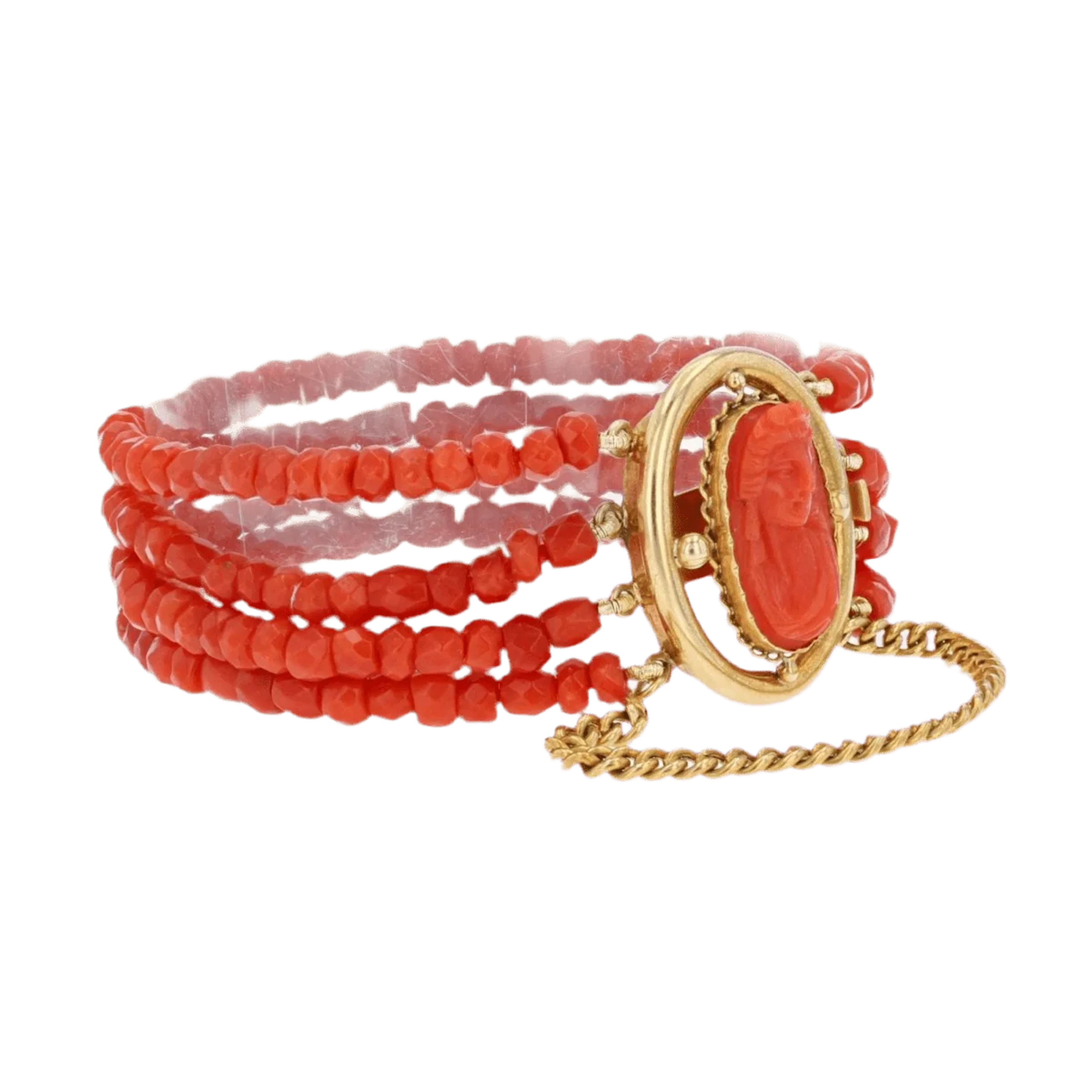 Bracelet Charm in yellow gold and coral
