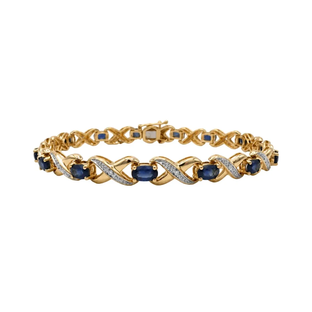 Bracelet Maille en or jaune, saphirs et diamants