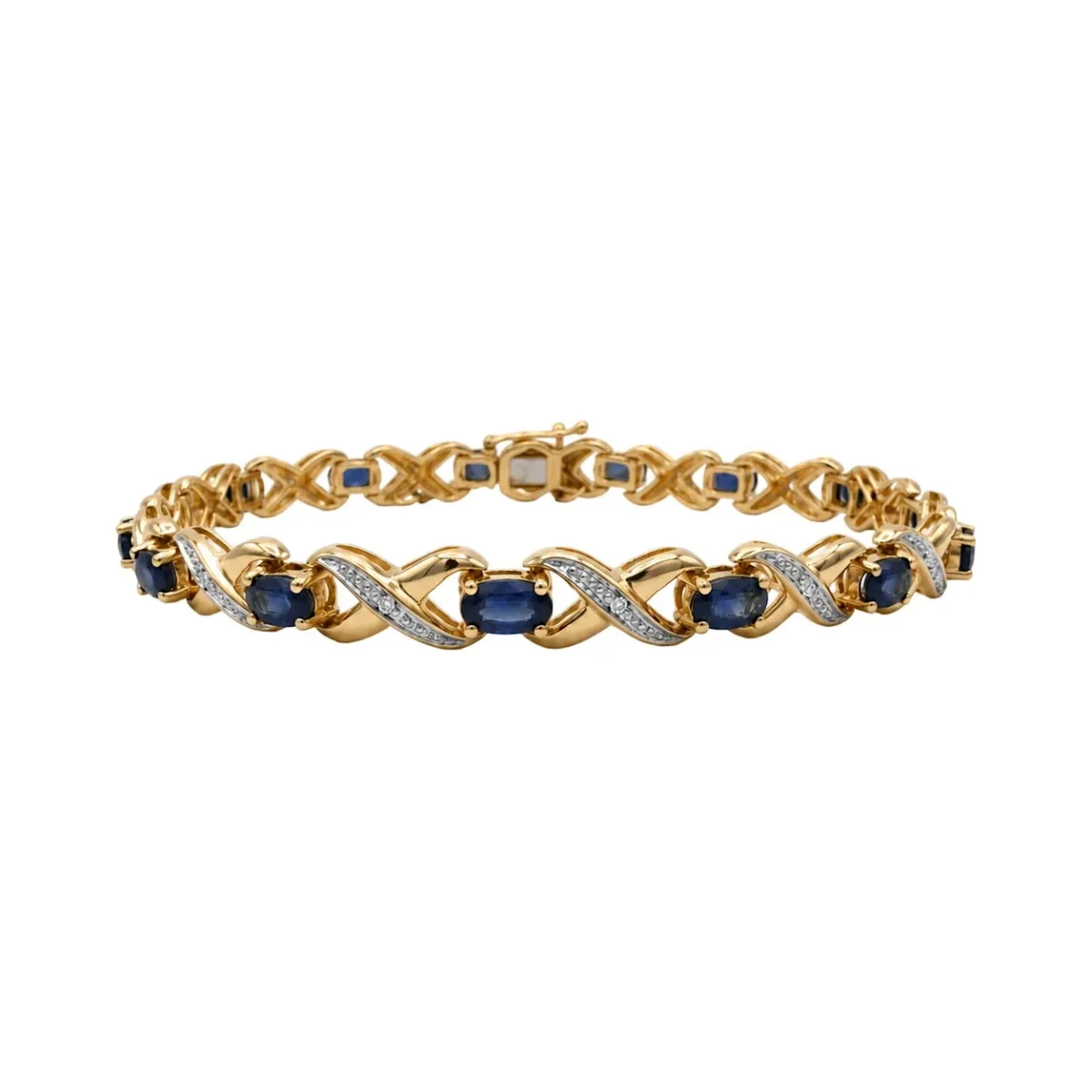 Bracelet Maille en or jaune, saphirs et diamants