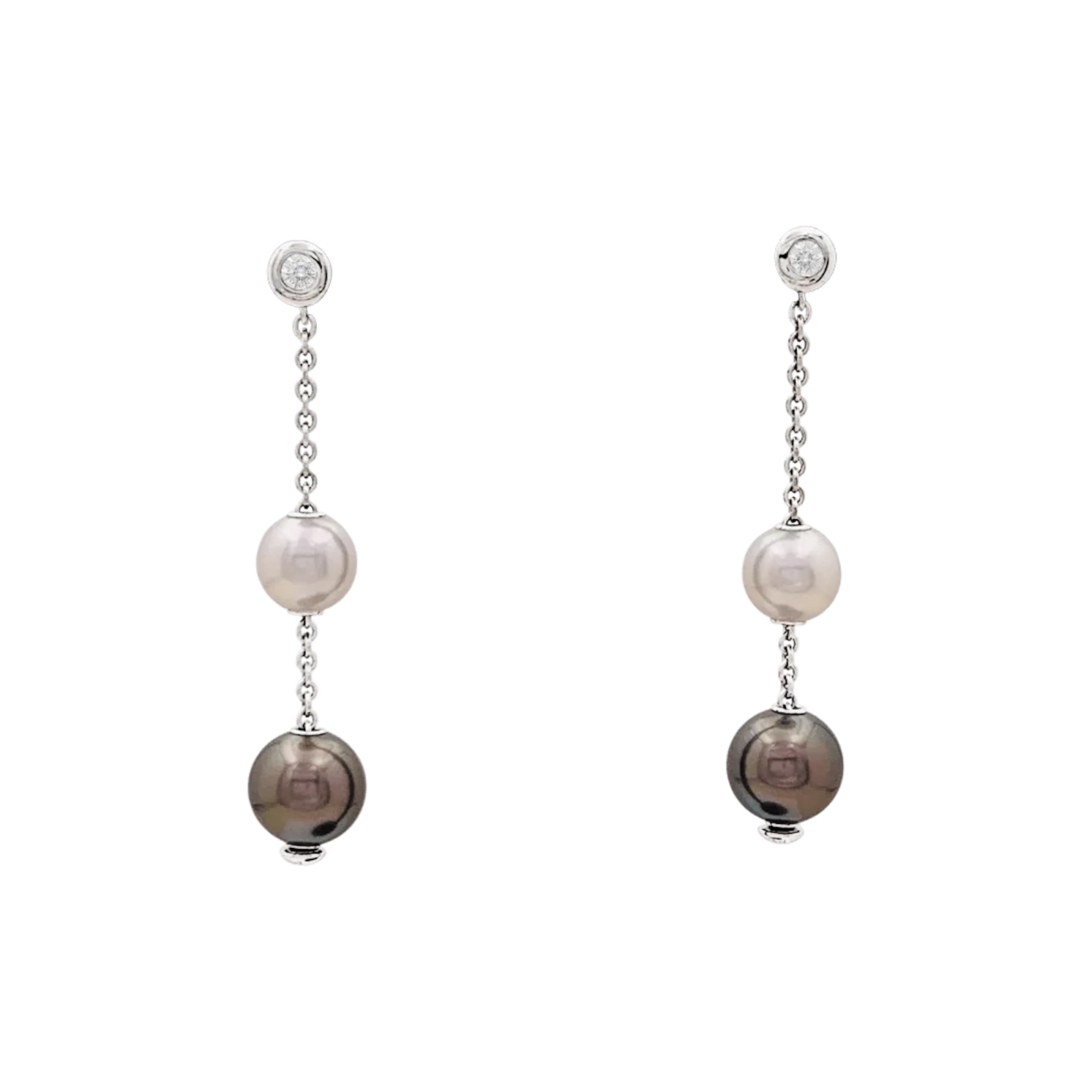 MIKIMOTO White gold, pearl and diamond Drop earrings
