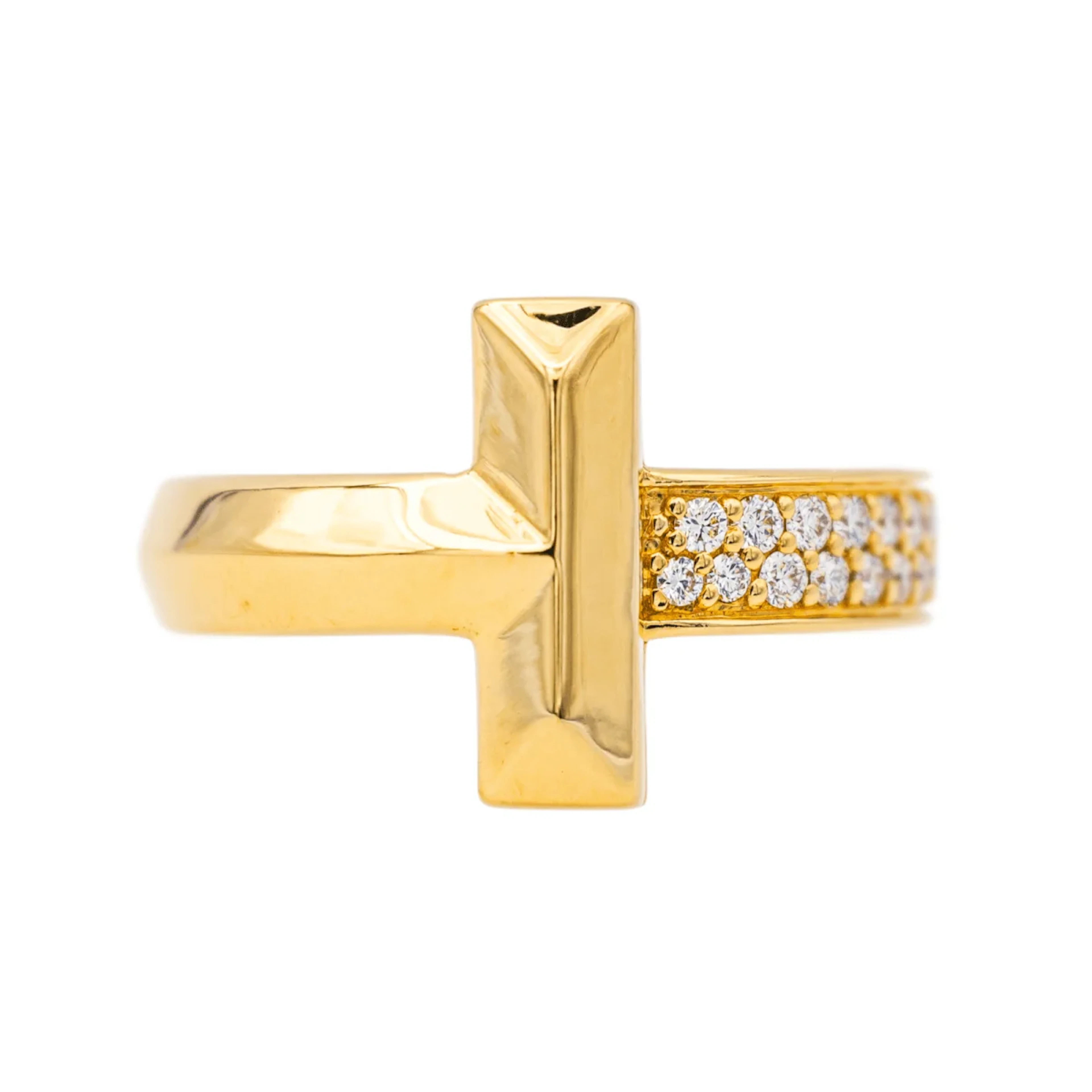 Ring TIFFANY & CO. "T" in yellow gold and diamonds