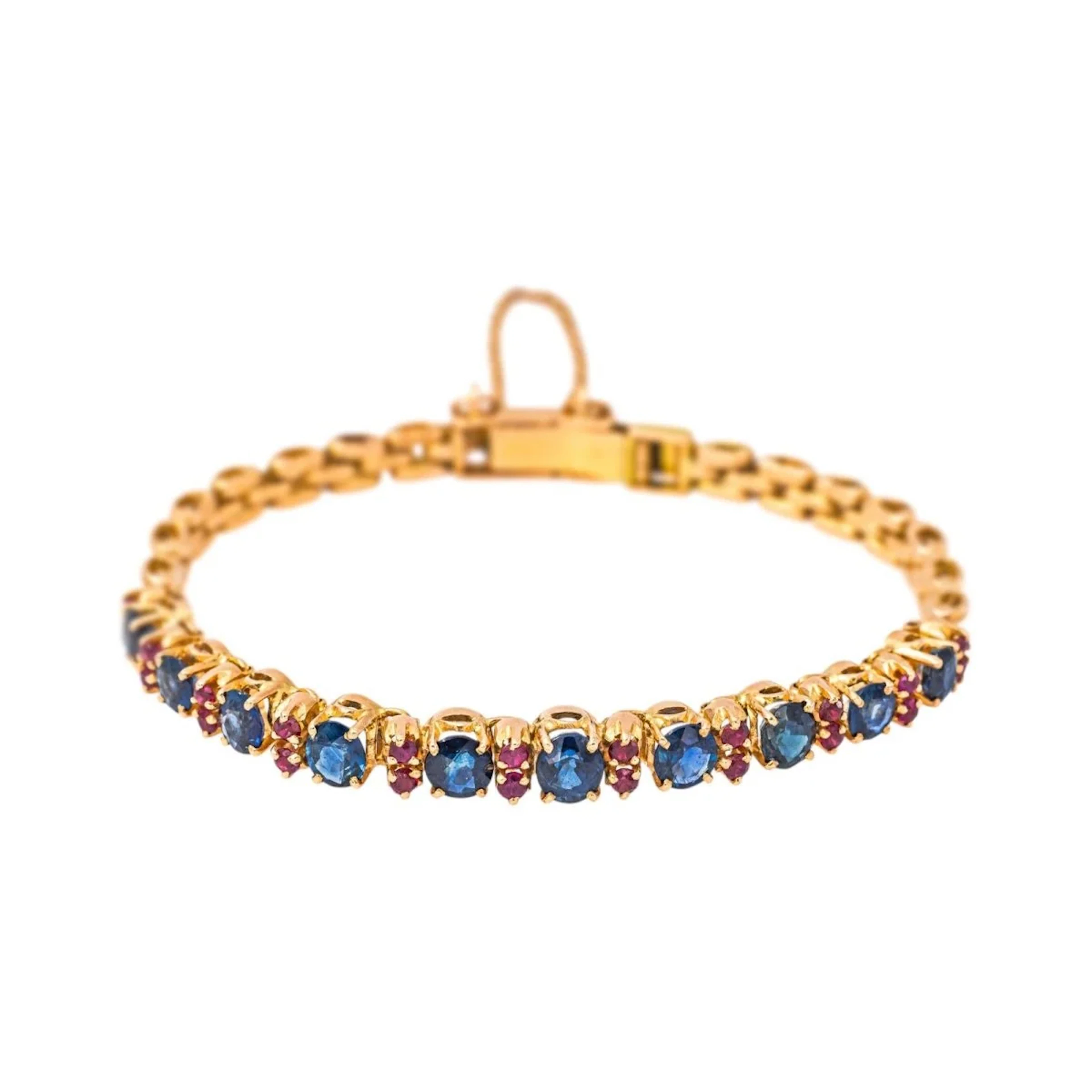 Bracelet Ligne en or jaune, or rose, saphirs et rubis