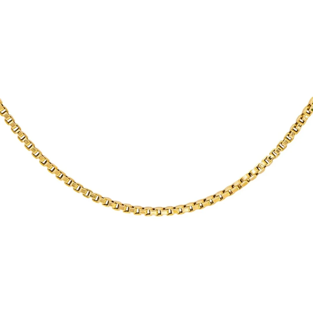 Yellow Gold Box Chain Necklace