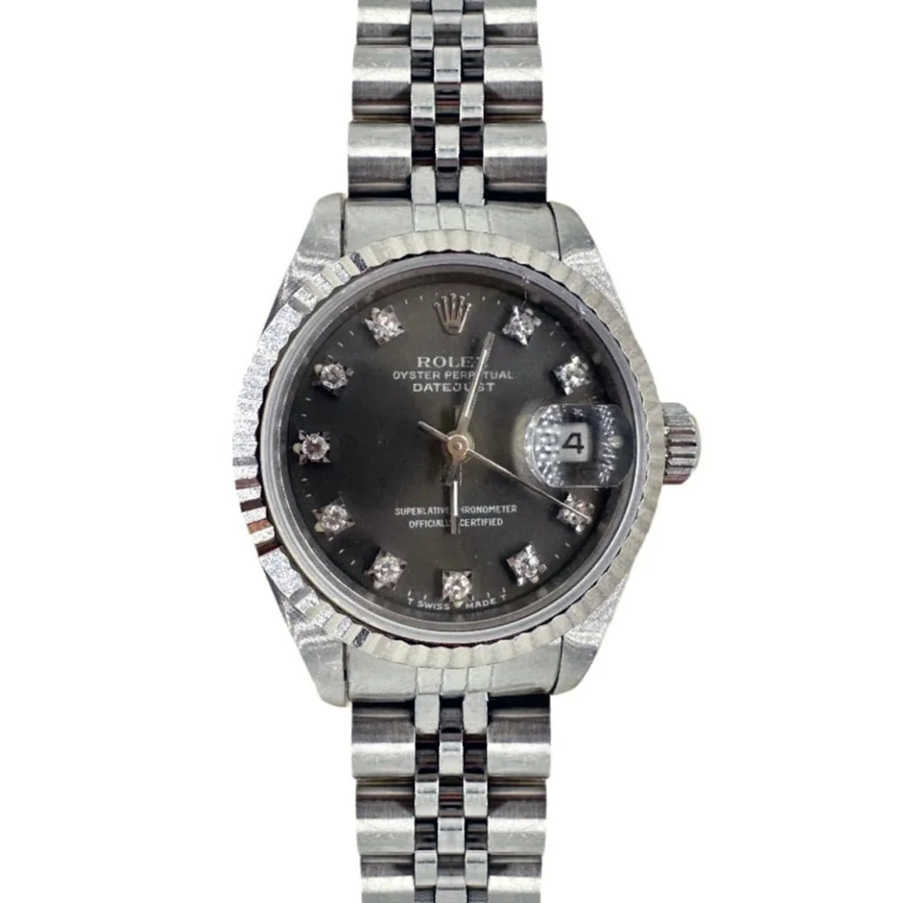 ROLEX "Oyster Perpetual" watch in steel and diamonds