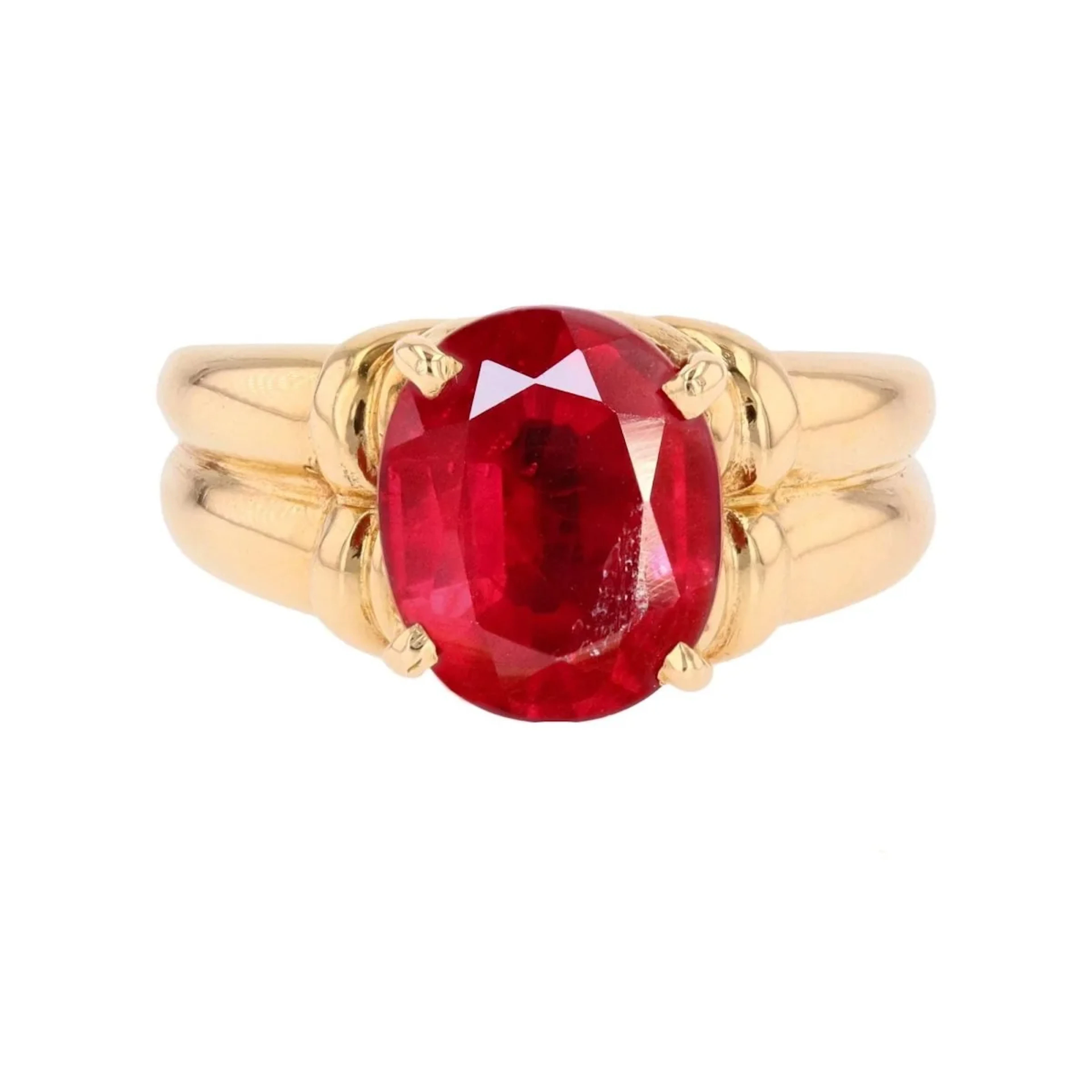 Yellow Gold Solitaire Ring with Ruby