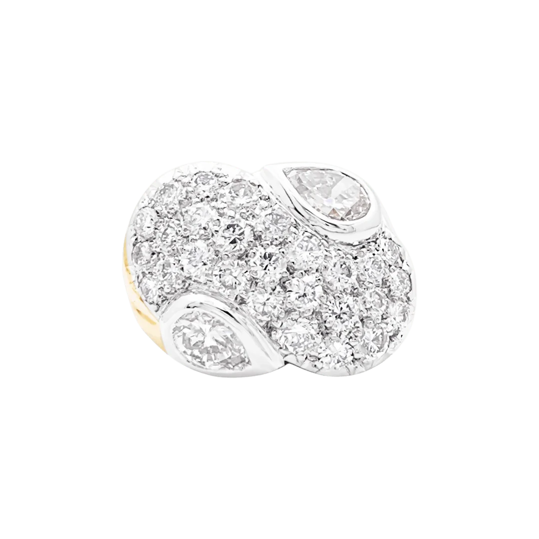 Bague Pavée en or jaune, platine et diamants