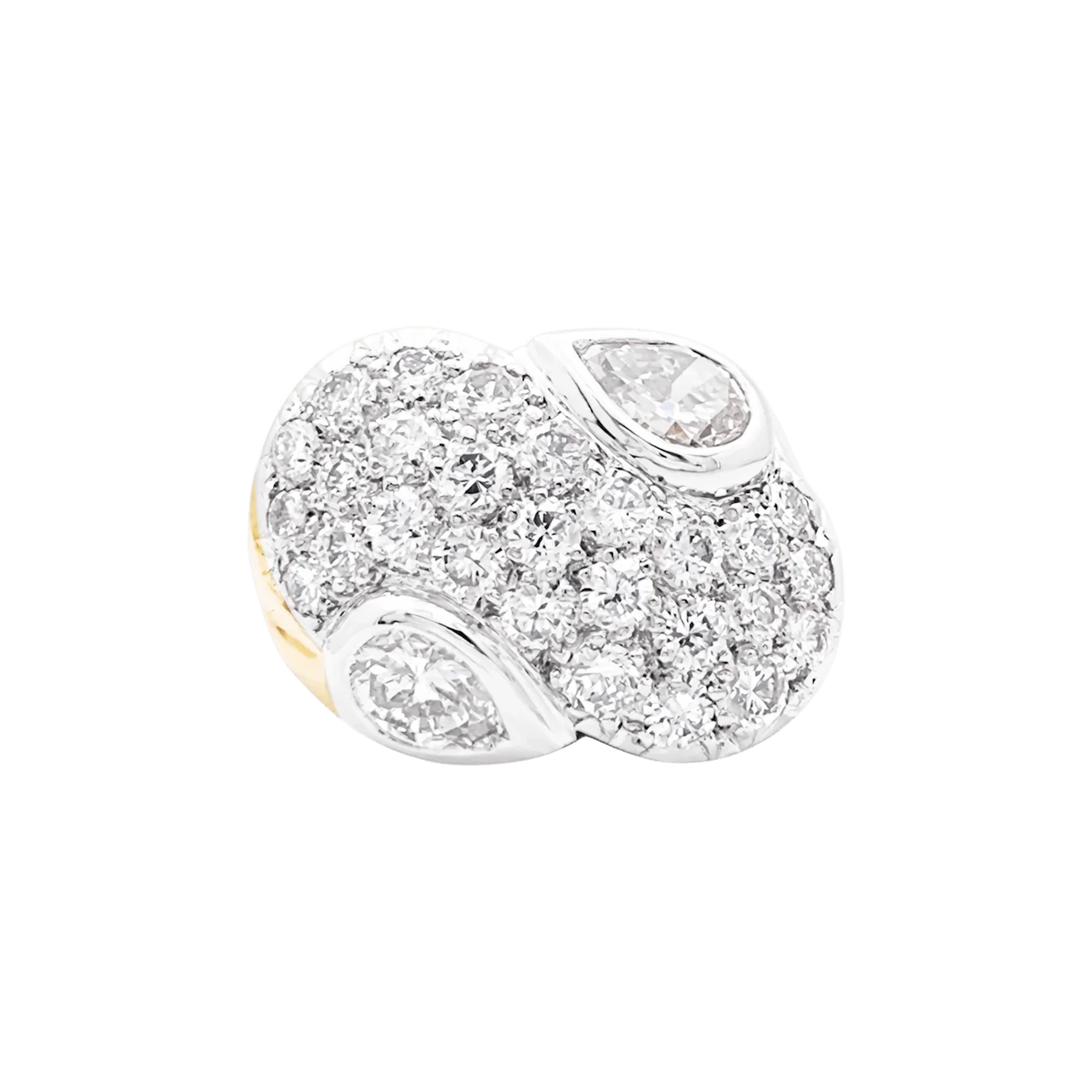 Bague Pavée en or jaune, platine et diamants