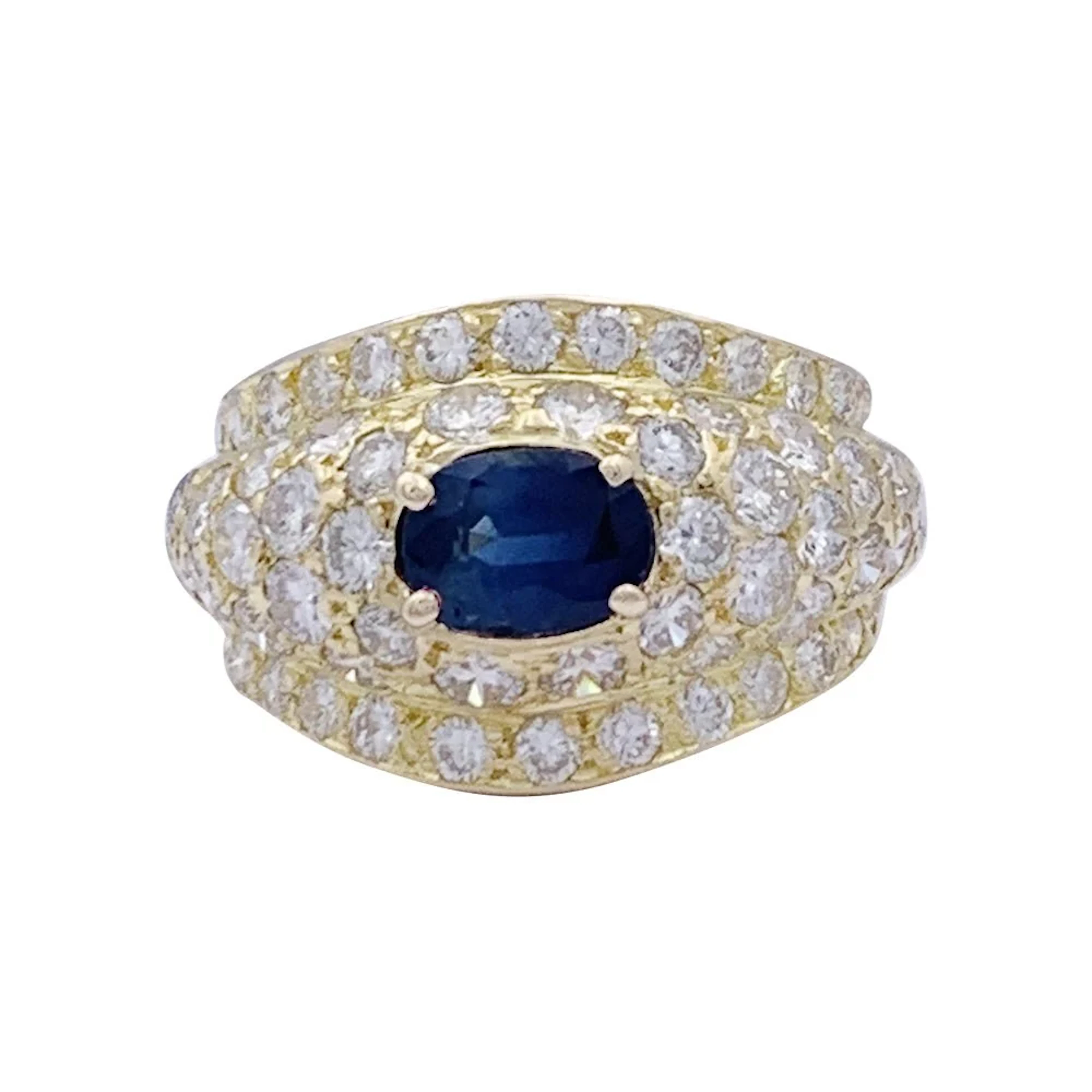 Yellow gold, Sapphire and Diamond Ring
