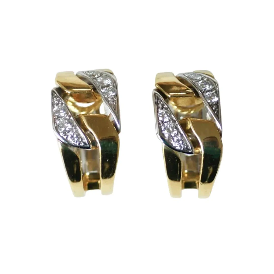 BOUCHERON Creole Hoop Earrings in yellow gold, white gold, and diamonds