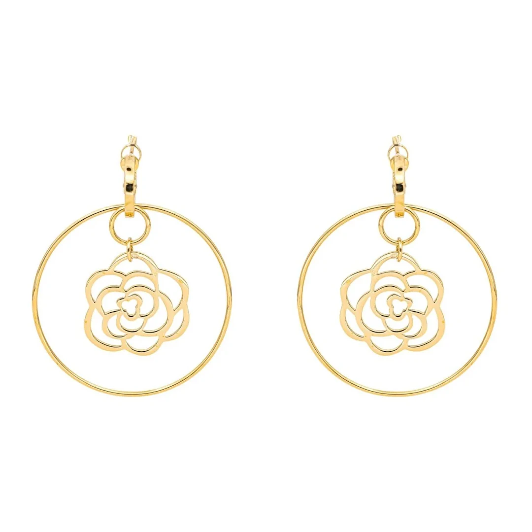 CHANEL "Camellia" earrings in yellow gold