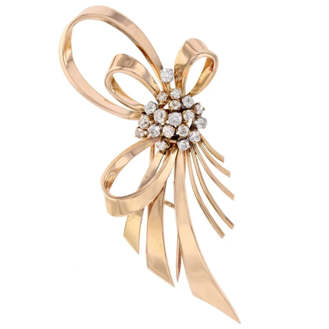 Rose Gold and Diamond Clip Brooch