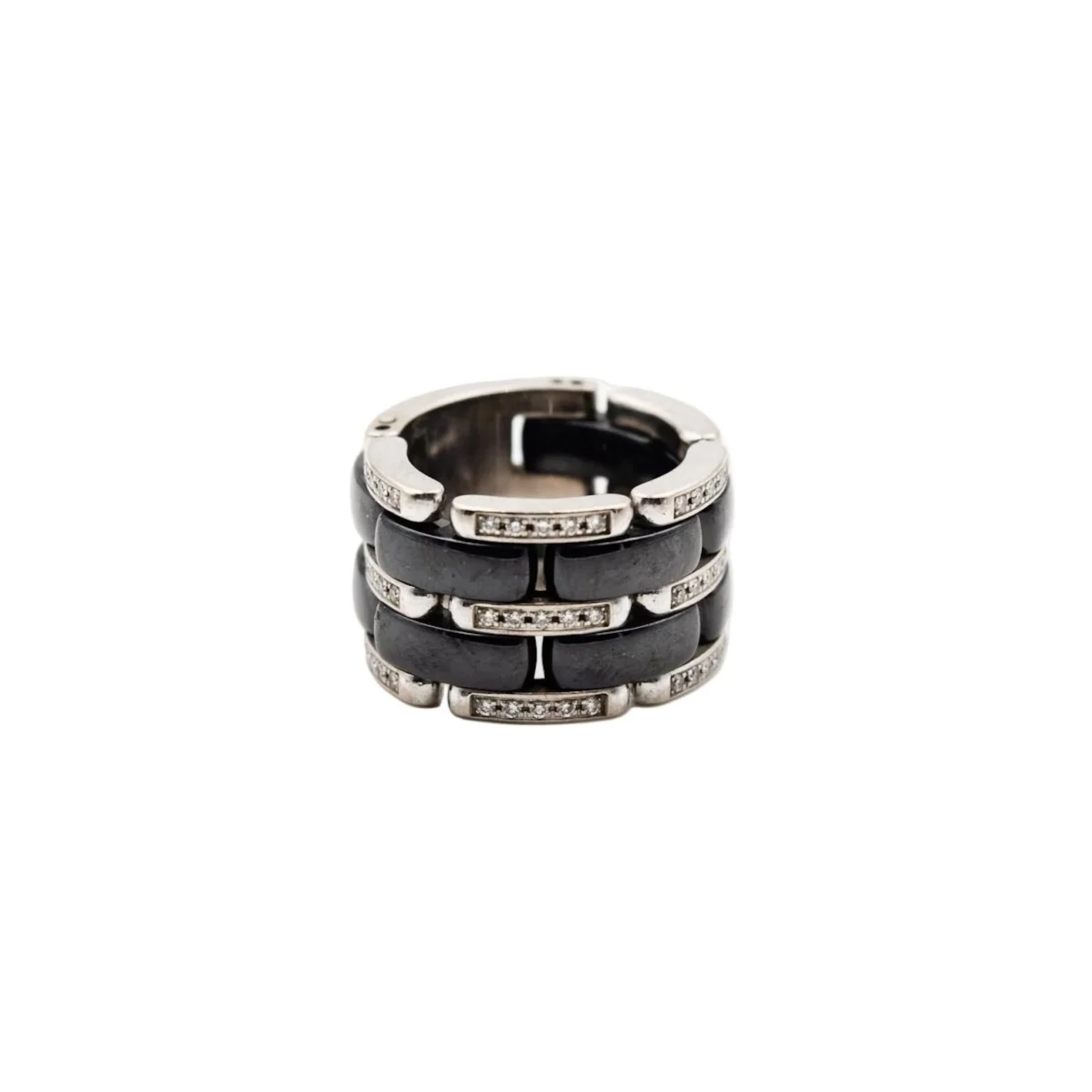 CHANEL "Ultra" Bandeau Ring in white gold, ceramic, and Diamonds