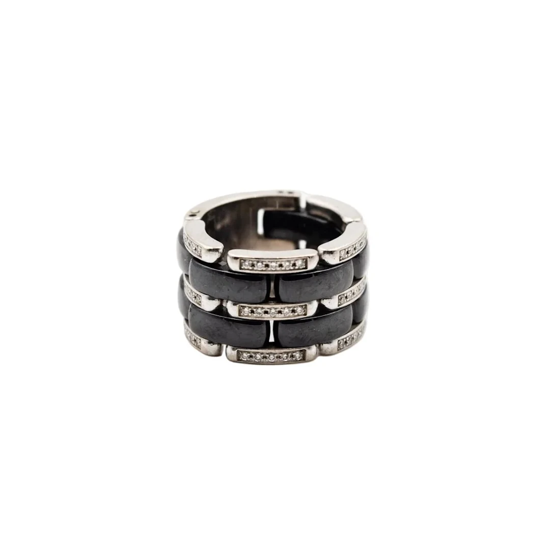 CHANEL "Ultra" Bandeau Ring in white gold, ceramic, and Diamonds